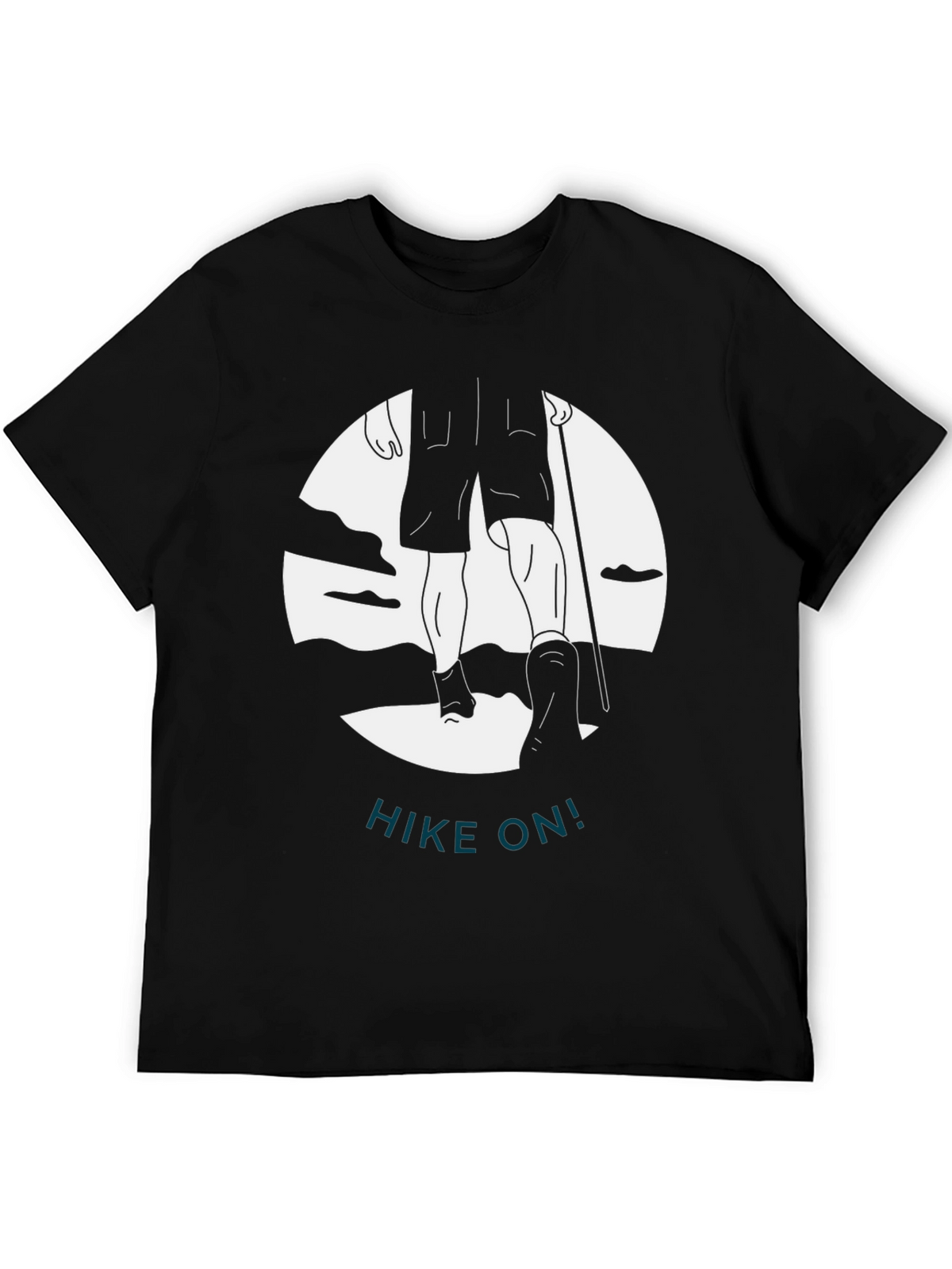 Hike On! Graphic Print Black T-Shirt