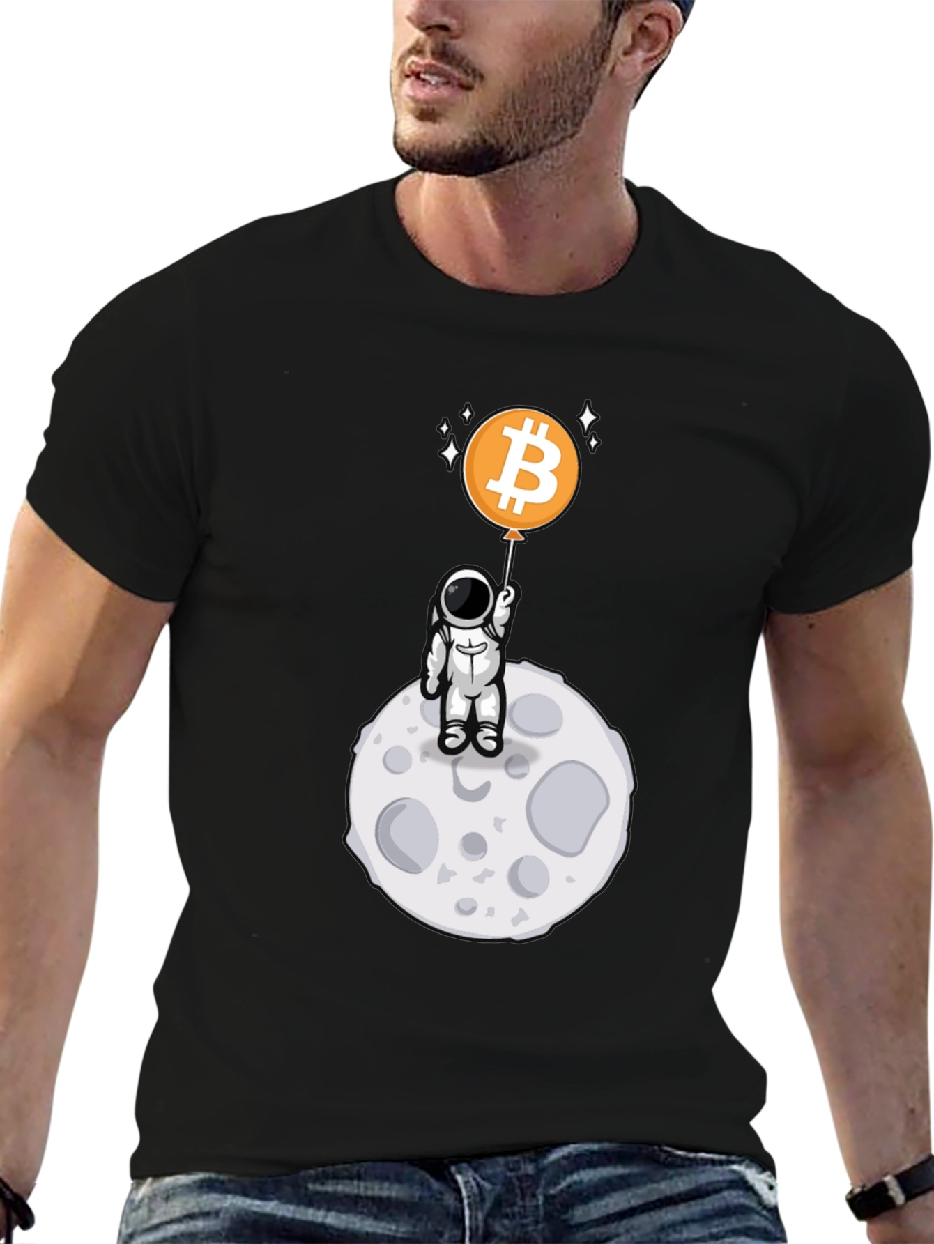 Bitcoin Astronaut Black T-Shirt - Crypto Moon