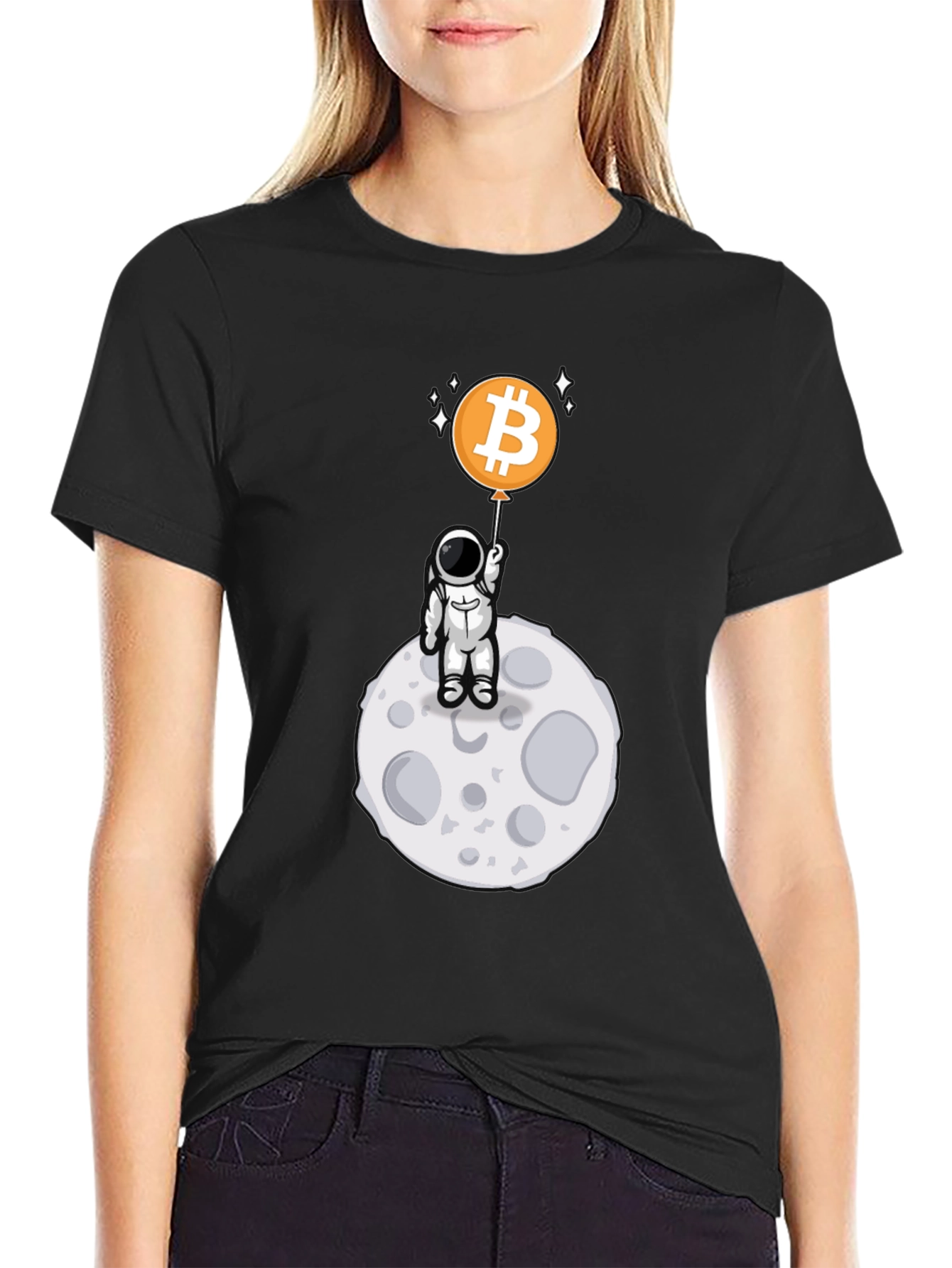 Bitcoin Astronaut Black T-Shirt - Crypto Moon