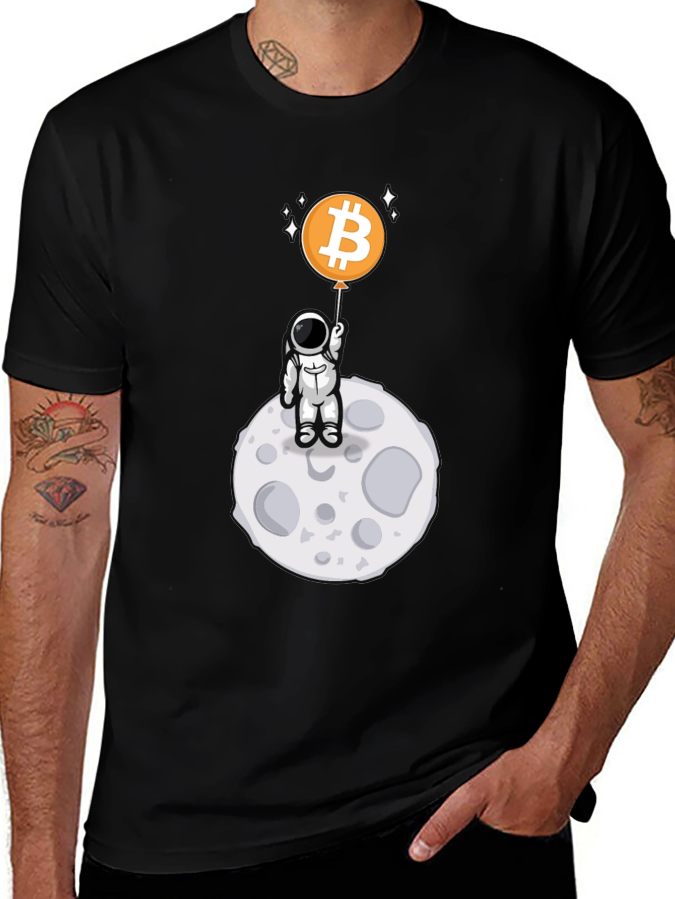 Bitcoin Astronaut Black T-Shirt - Crypto Moon