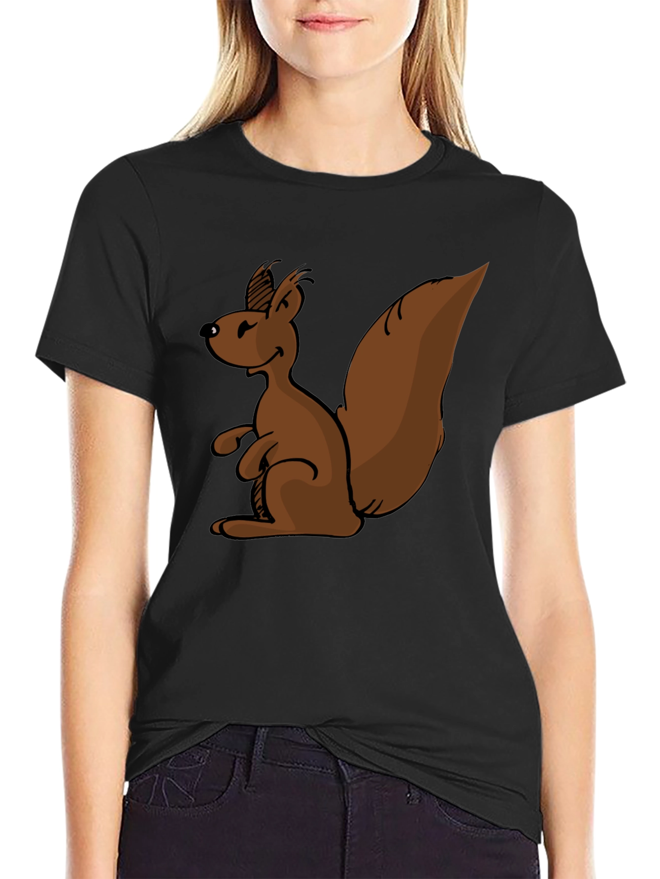 Squirrel Cartoon Graphic Tee - Soft Cotton Blend
