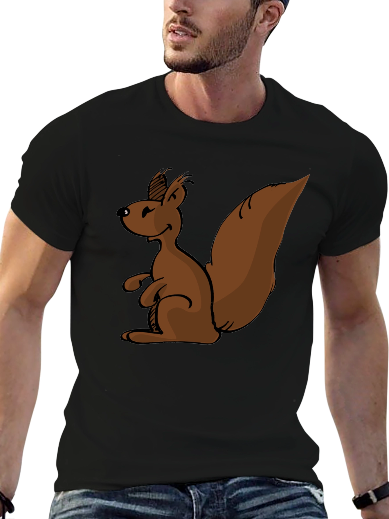 Squirrel Cartoon Graphic Tee - Soft Cotton Blend