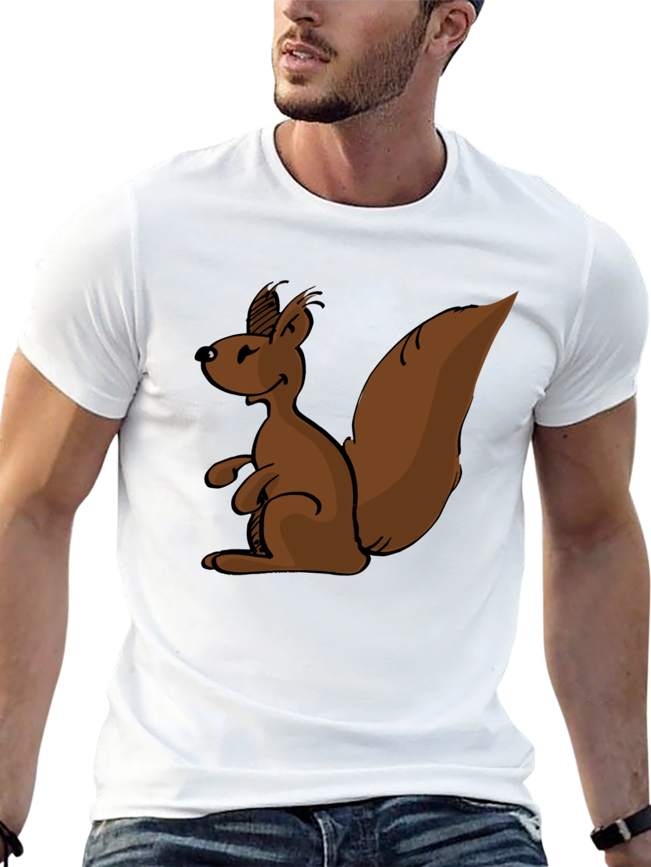 Squirrel Cartoon Graphic Tee - Soft Cotton Blend