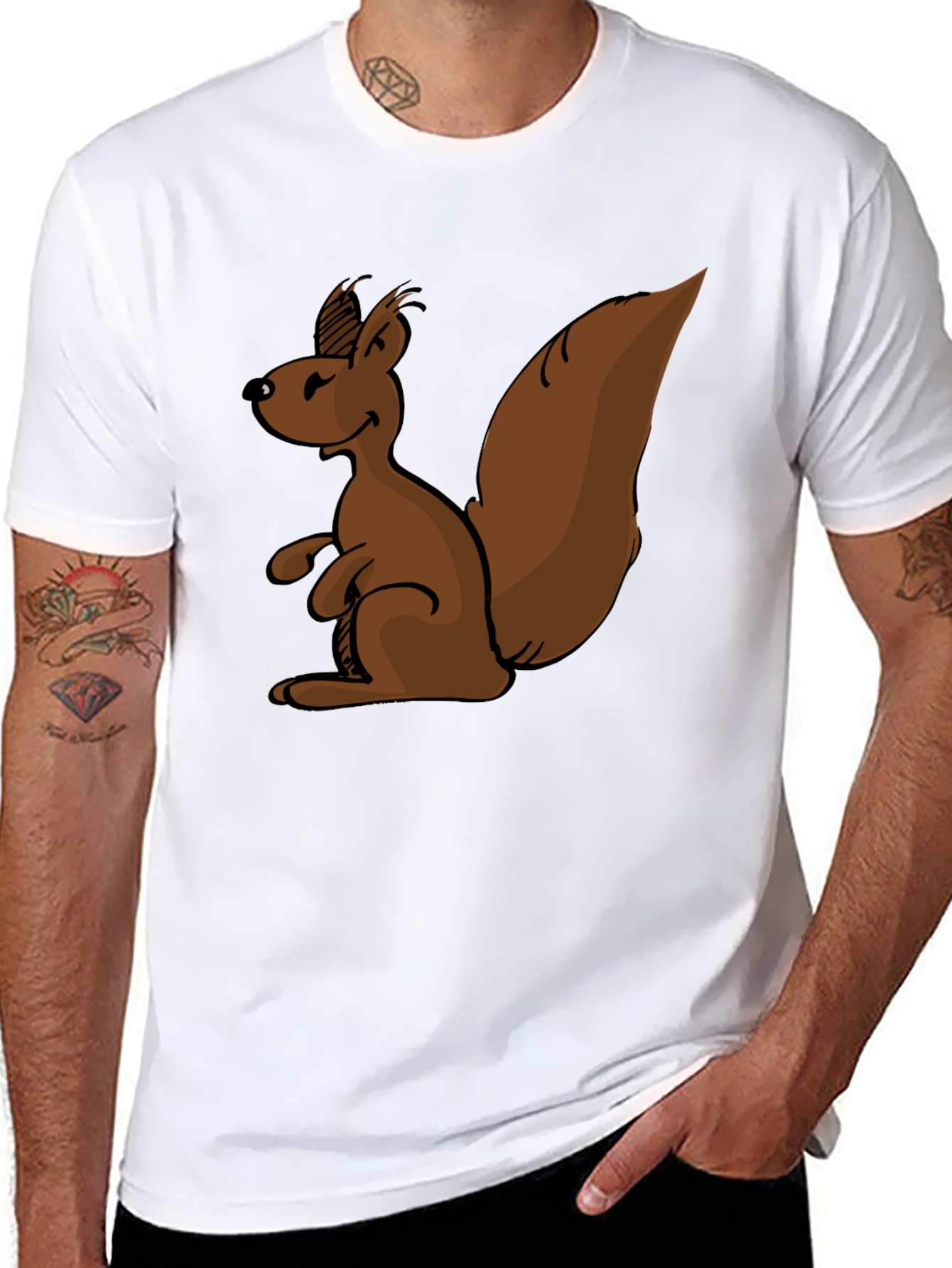 Squirrel Cartoon Graphic Tee - Soft Cotton Blend