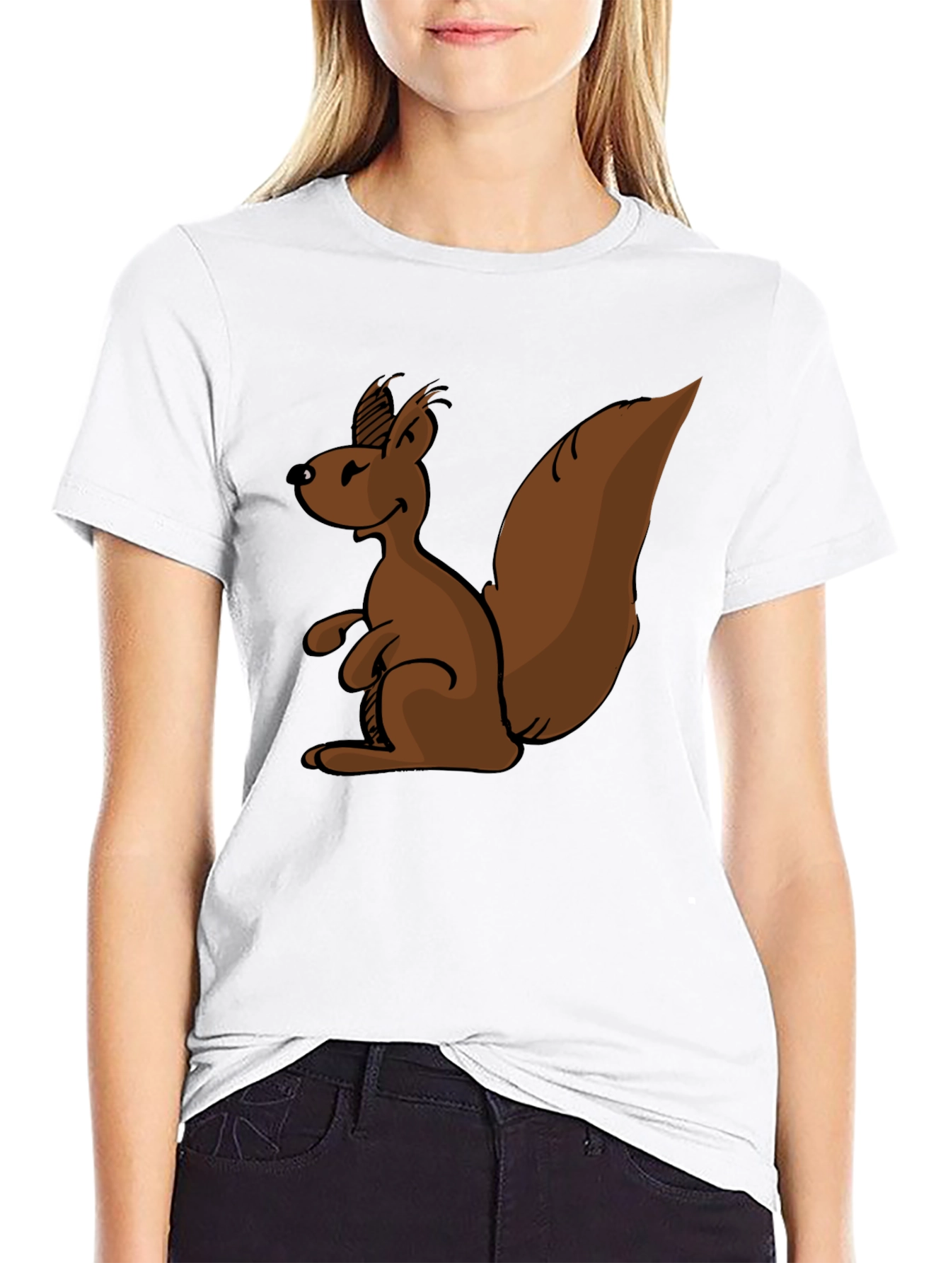Squirrel Cartoon Graphic Tee - Soft Cotton Blend