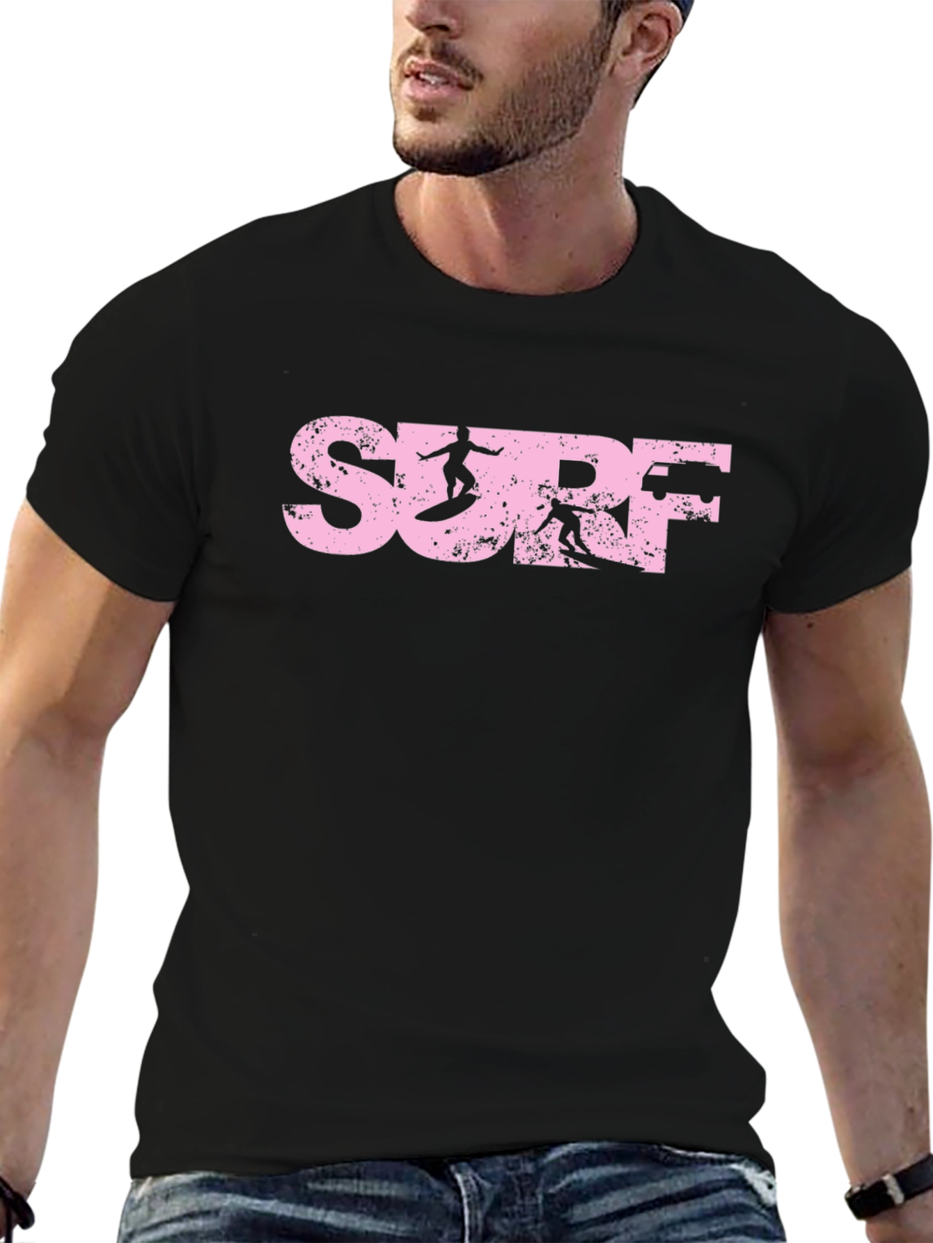 Pink Distressed Surf T-Shirt