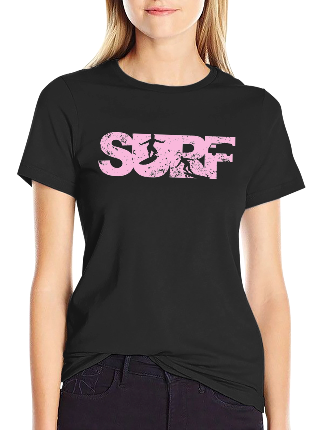 Pink Distressed Surf T-Shirt