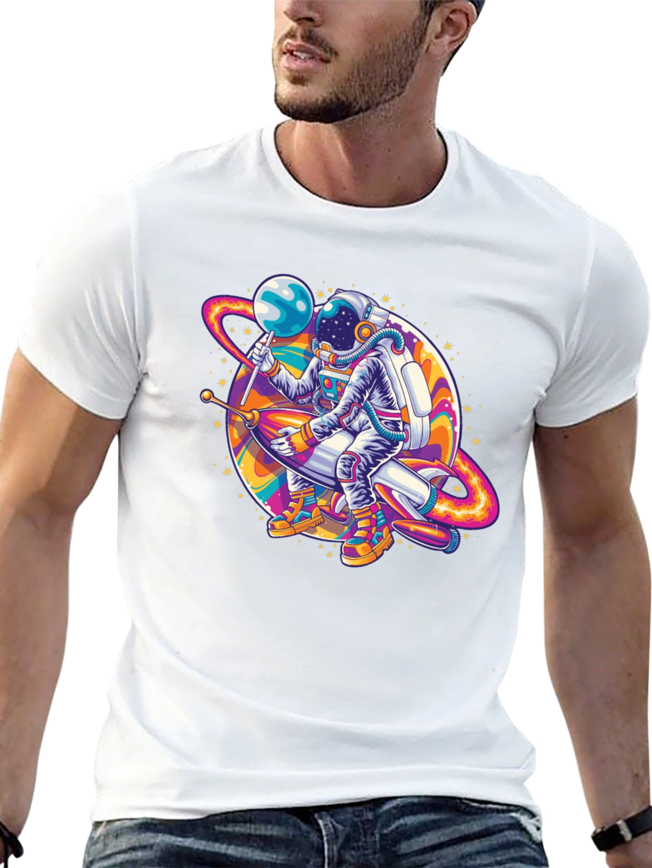 Astronaut Rocket Ride Graphic Tee