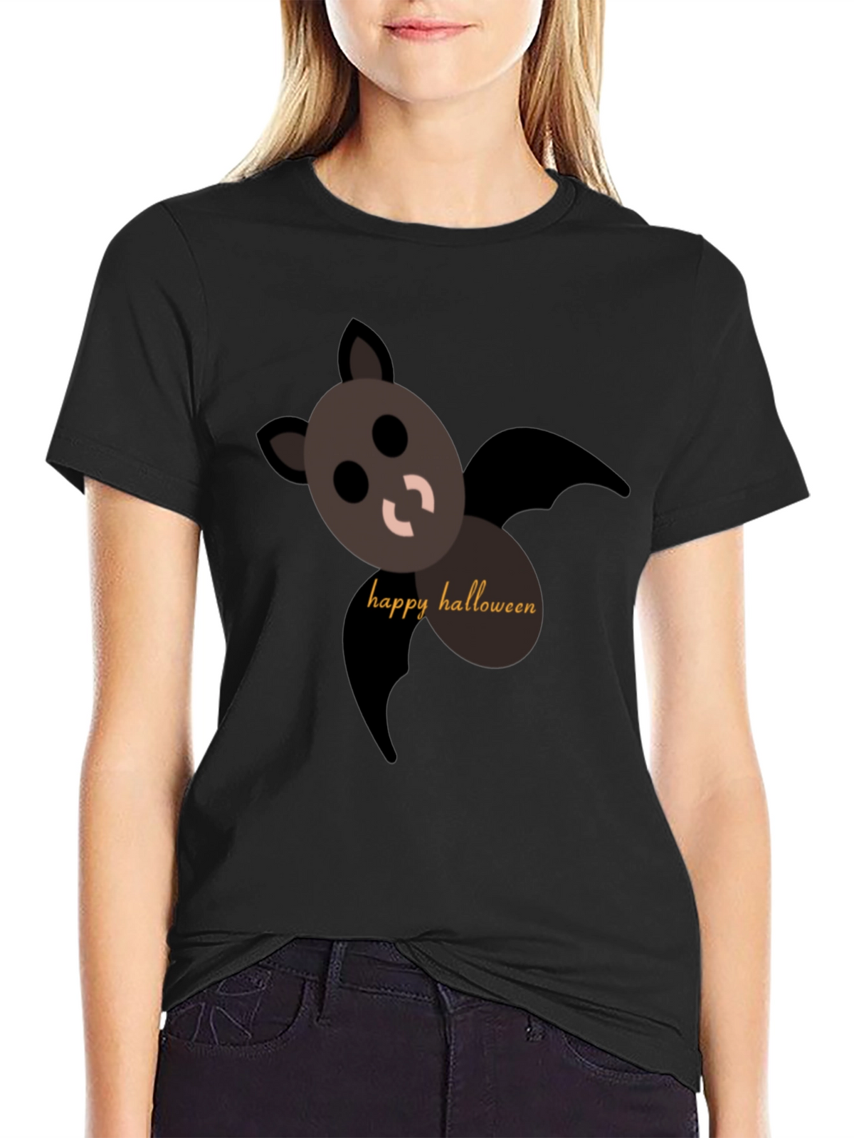 Happy Halloween Bat T-Shirt - Black