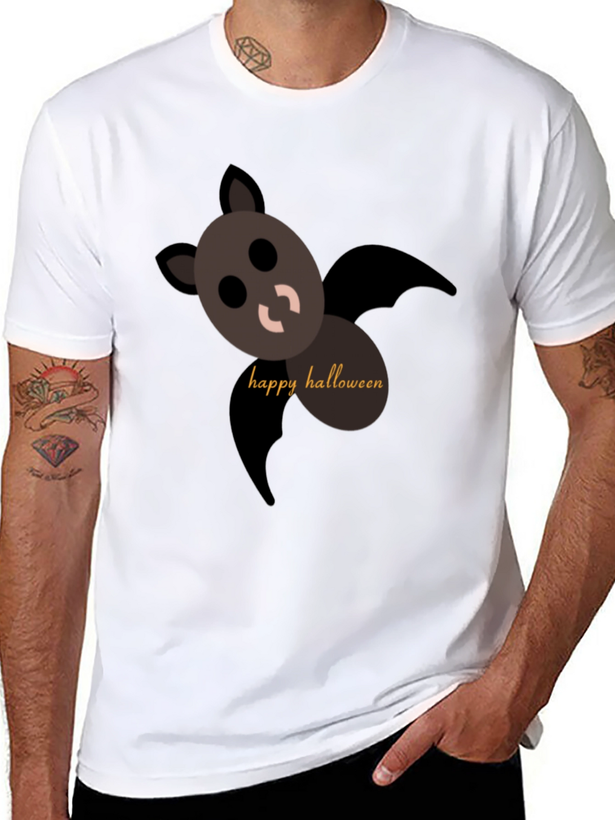 Happy Halloween Bat T-Shirt - Black