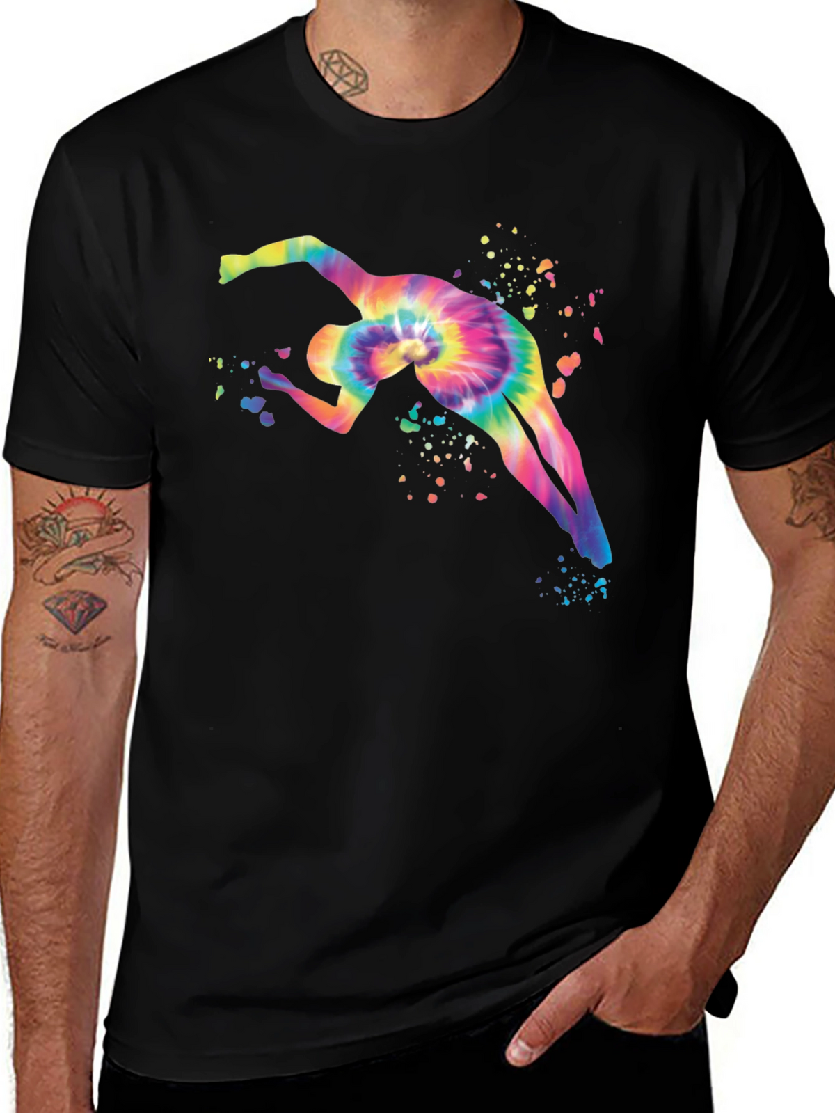 Tie-Dye Gymnast Graphic Black T-Shirt