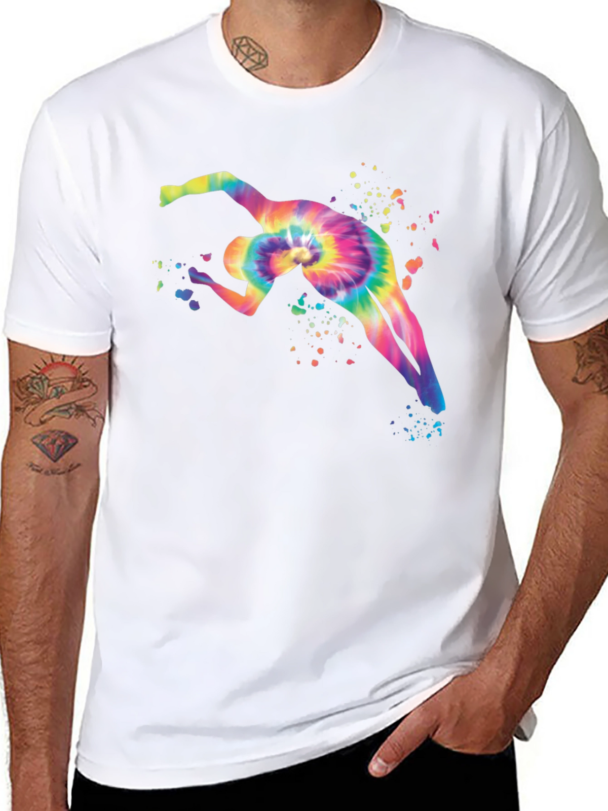 Tie-Dye Gymnast Graphic Black T-Shirt