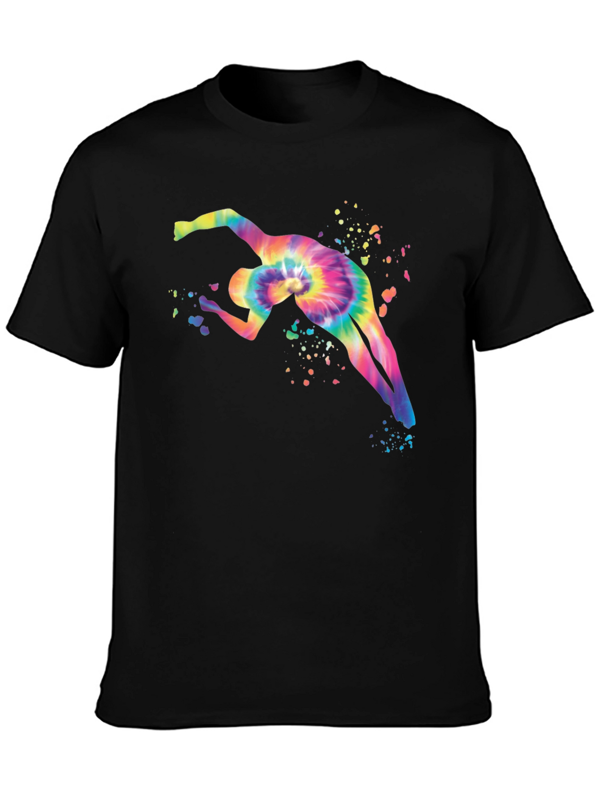 Tie-Dye Gymnast Graphic Black T-Shirt