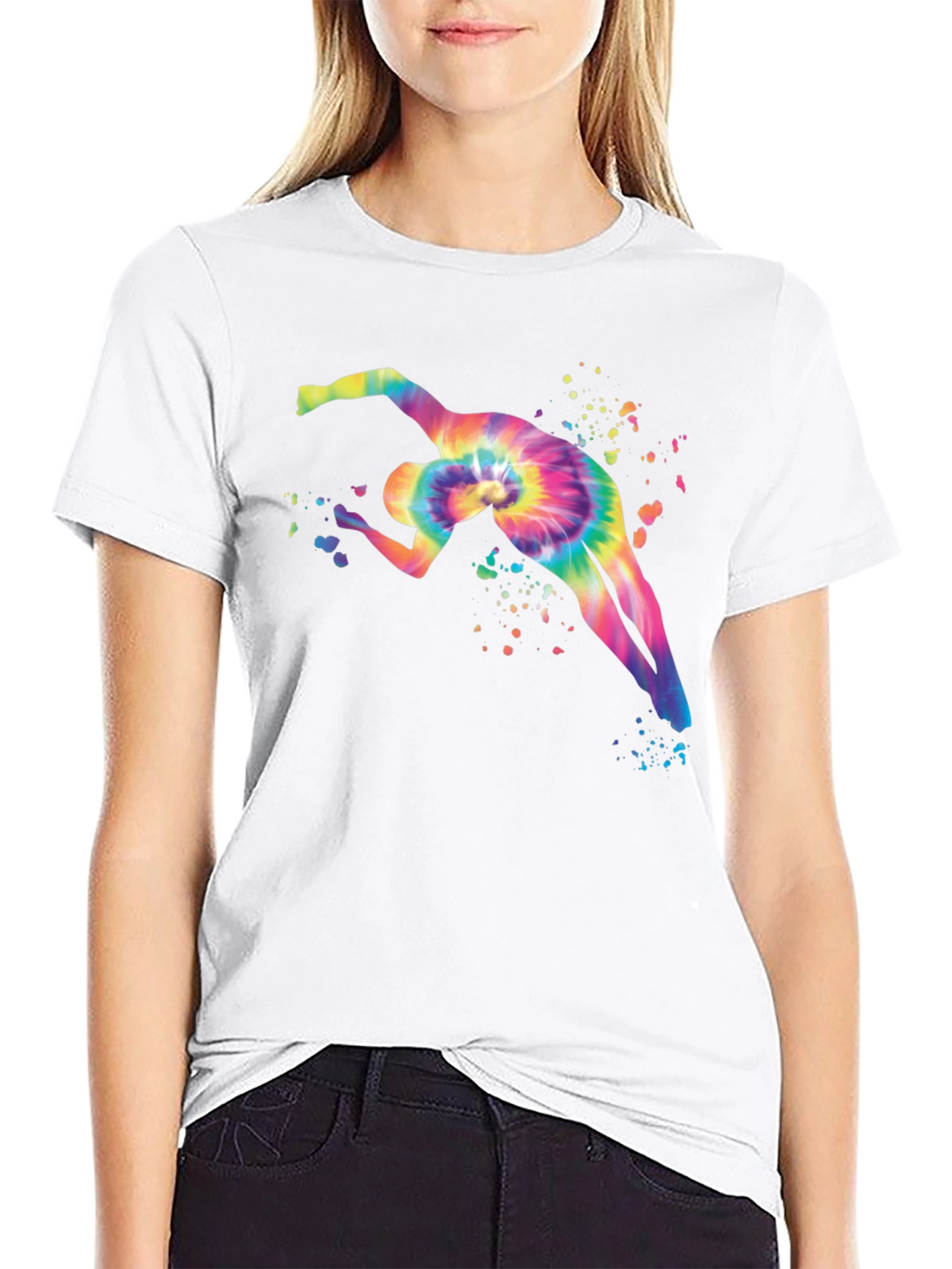 Tie-Dye Gymnast Graphic Black T-Shirt