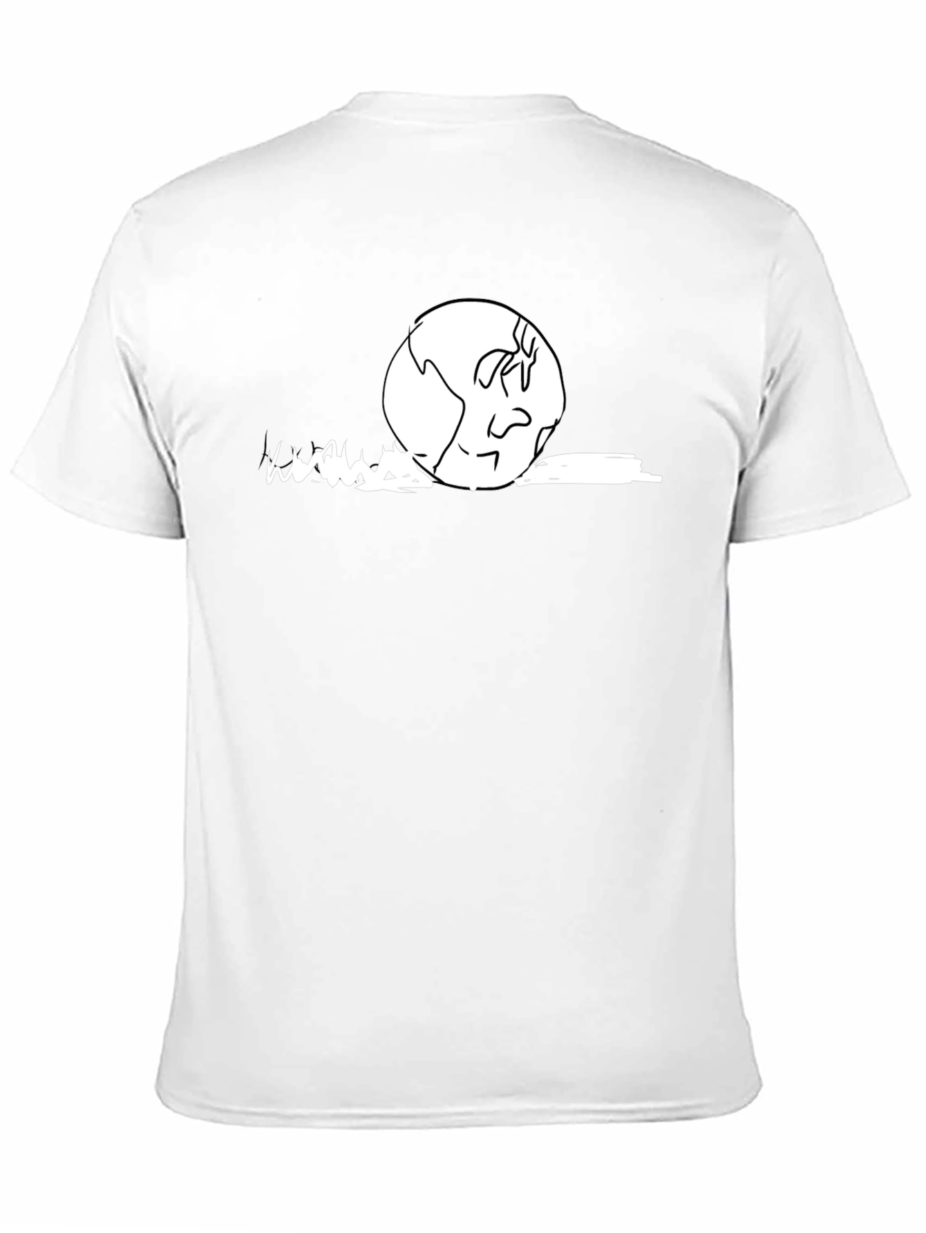 Earth Cartoon Graphic T-Shirt - Black Cotton Casual Wear