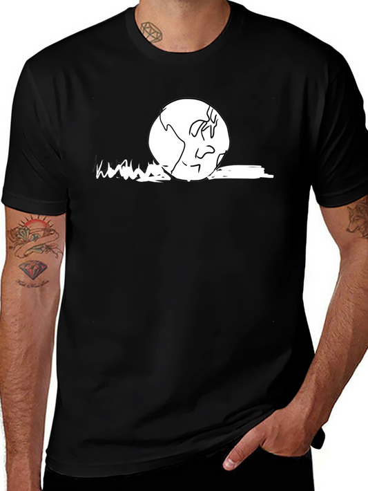 Earth Cartoon Graphic T-Shirt - Black Cotton Casual Wear