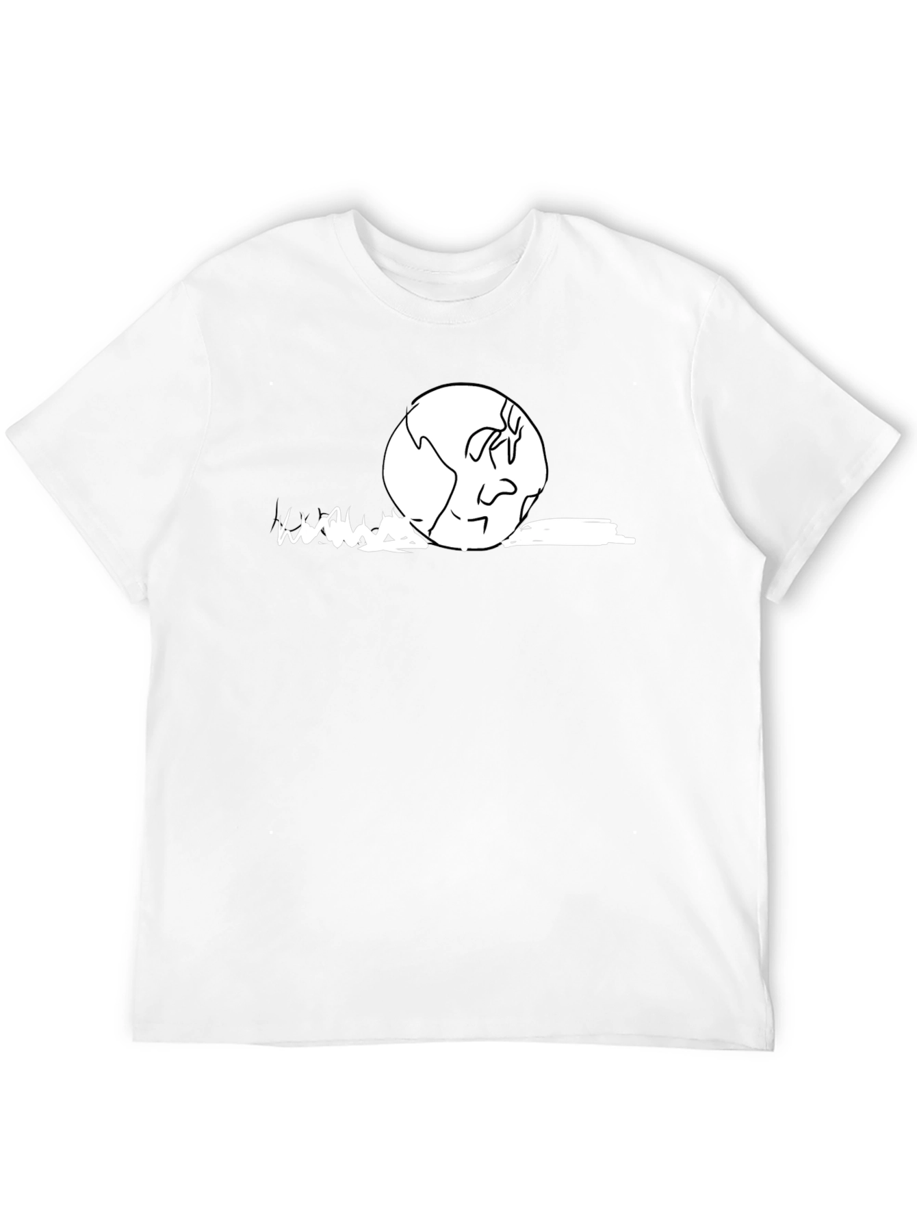 Earth Cartoon Graphic T-Shirt - Black Cotton Casual Wear