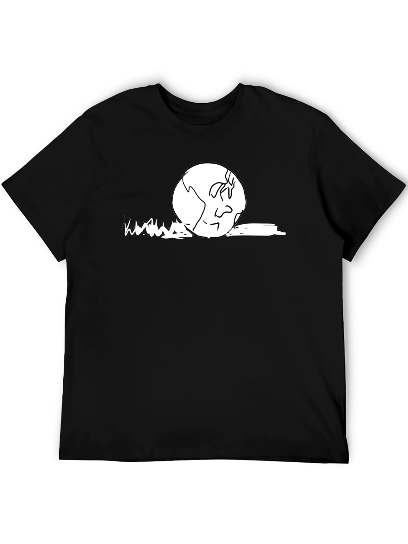 Earth Cartoon Graphic T-Shirt - Black Cotton Casual Wear