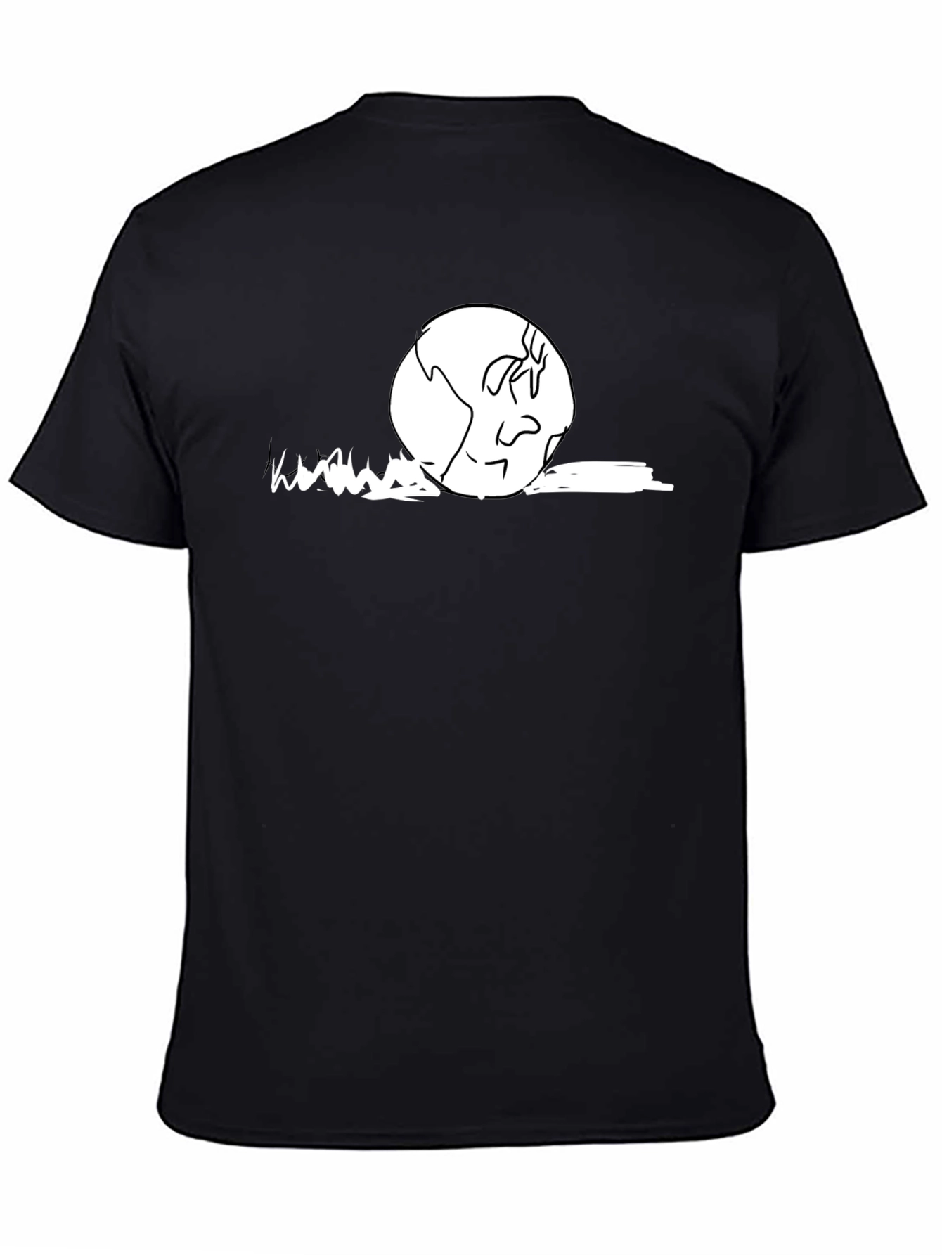Earth Cartoon Graphic T-Shirt - Black Cotton Casual Wear