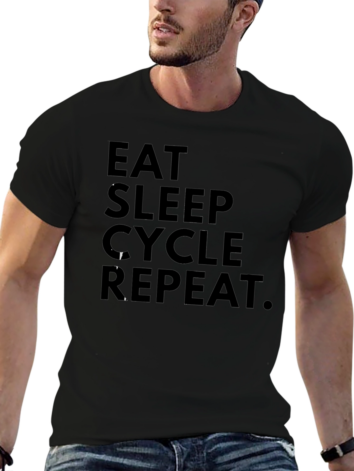 Eat Sleep Cycle Repeat Black Graphic Tee
