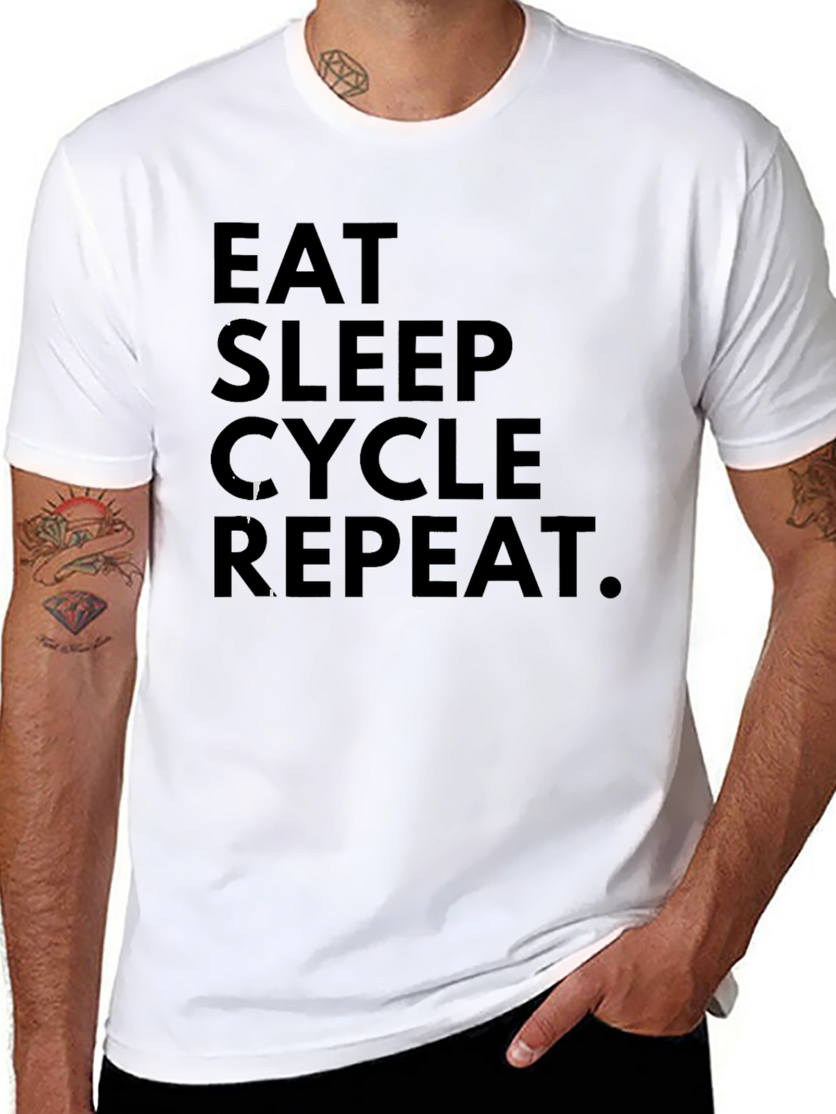 Eat Sleep Cycle Repeat Black Graphic Tee