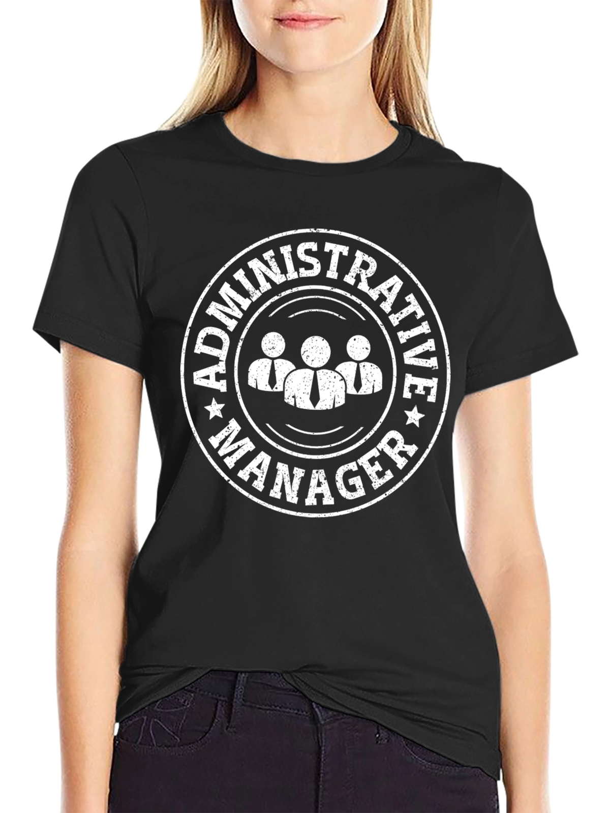 Administrative Manager T-Shirt Black Cotton Tee