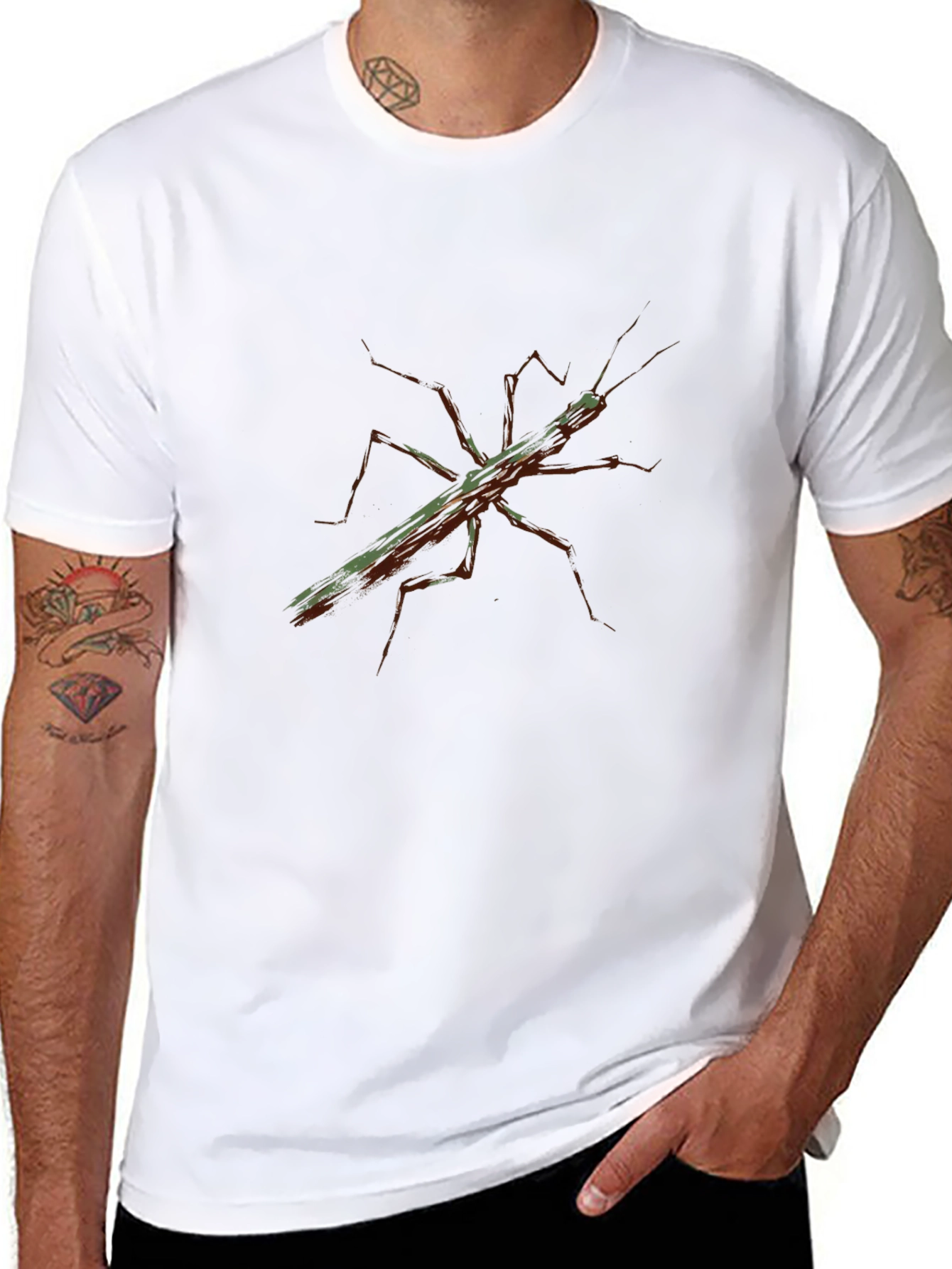Stick Bug Graphic Tee - Nature Insect Black T-Shirt