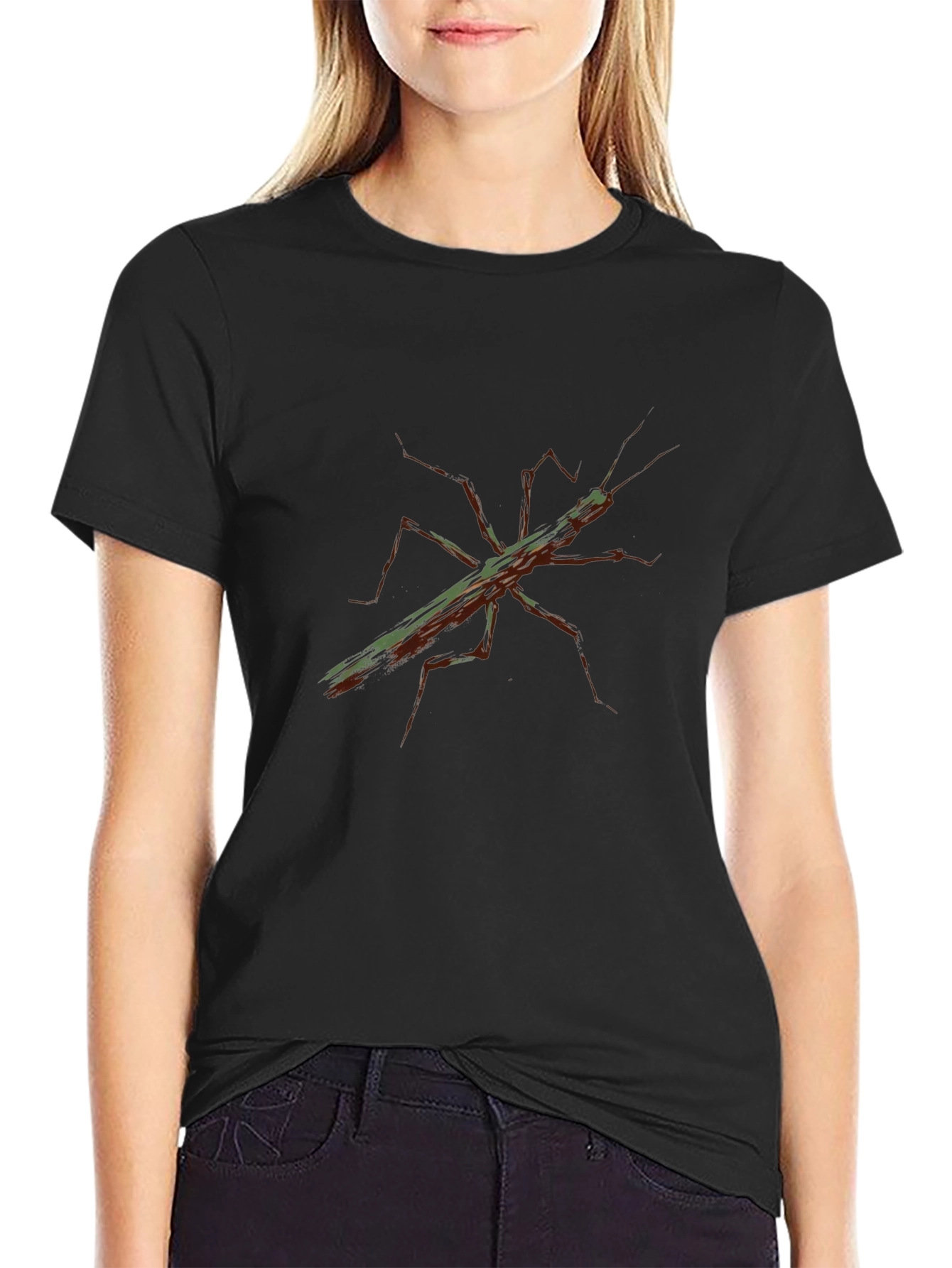 Stick Bug Graphic Tee - Nature Insect Black T-Shirt