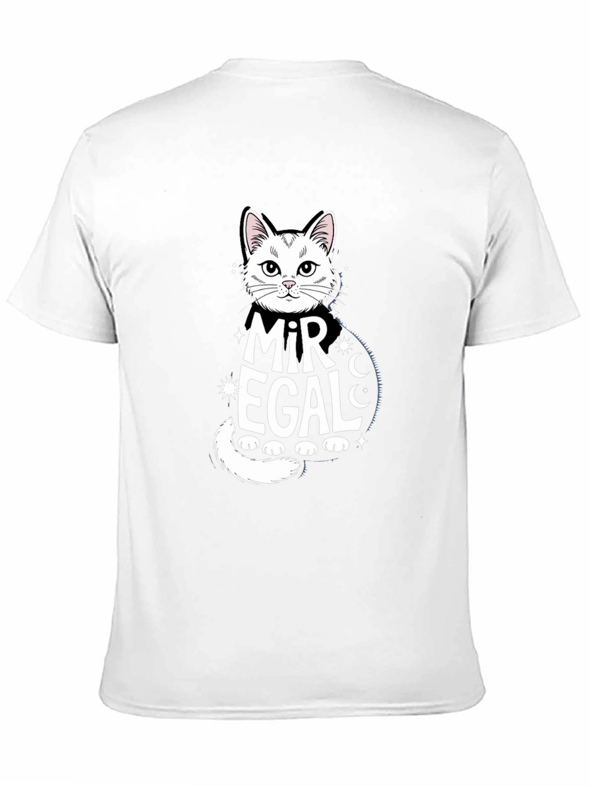 Mir Egal Cat Graphic Tee - Black Unisex T-Shirt