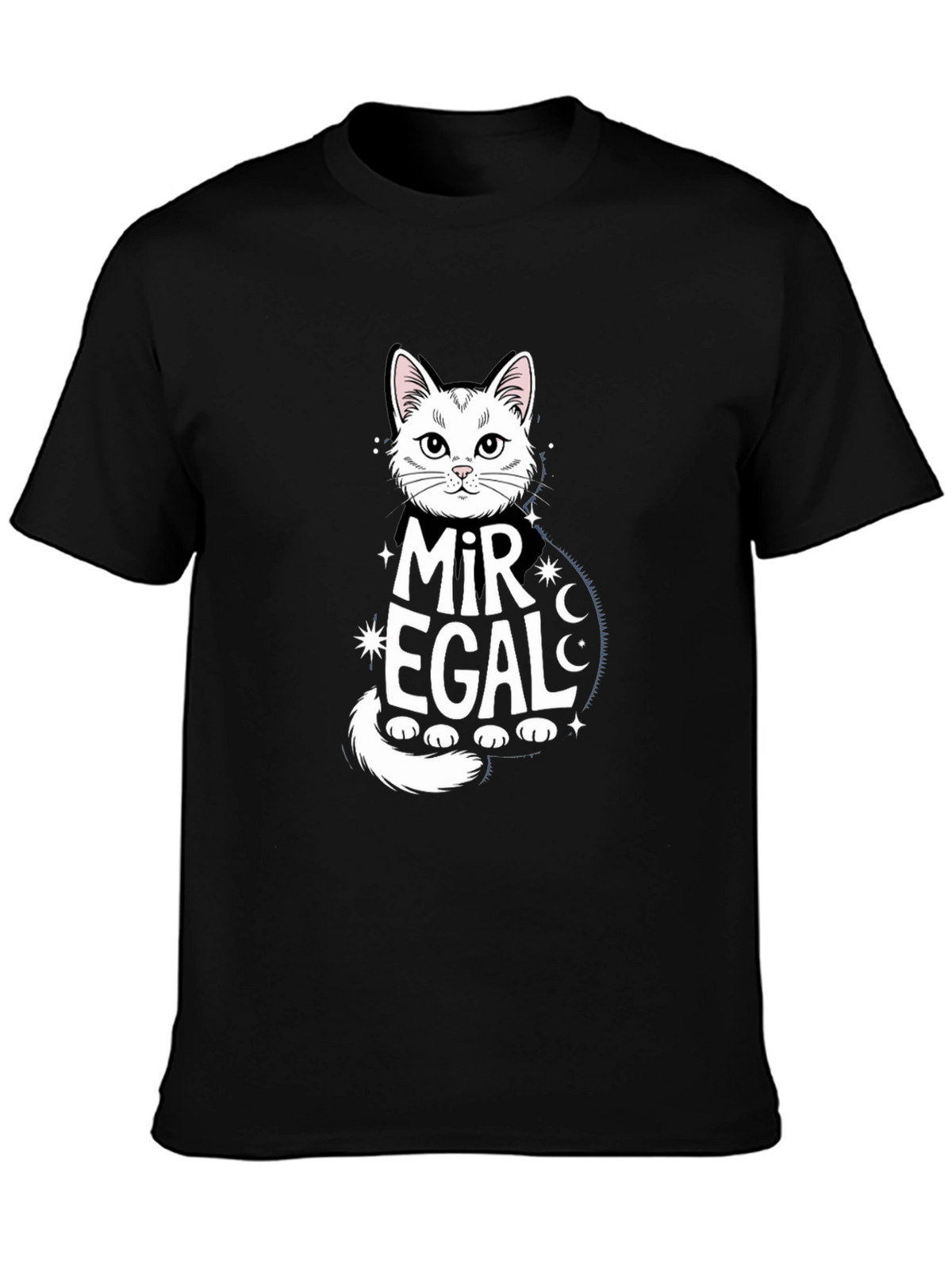 Mir Egal Cat Graphic Tee - Black Unisex T-Shirt