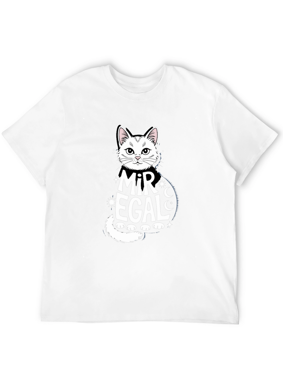 Mir Egal Cat Graphic Tee - Black Unisex T-Shirt