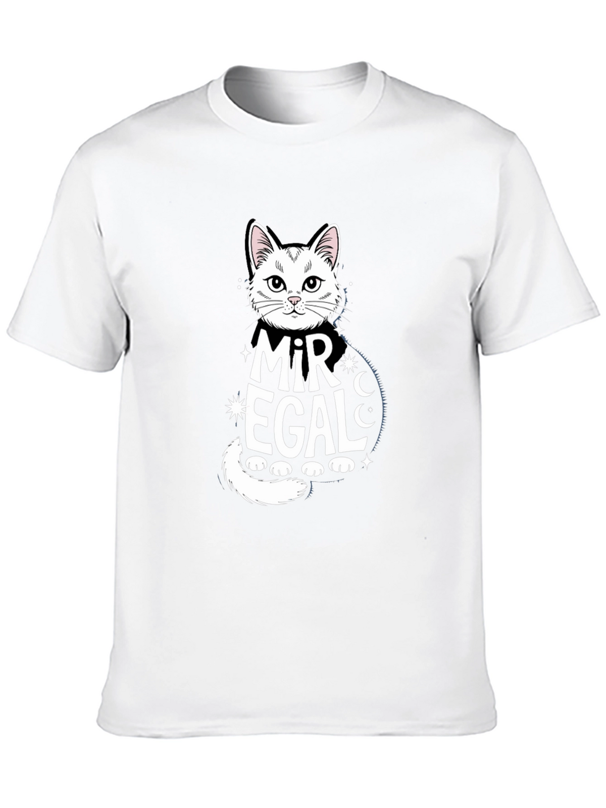 Mir Egal Cat Graphic Tee - Black Unisex T-Shirt