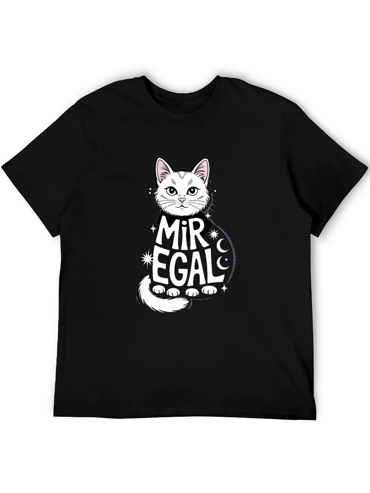 Mir Egal Cat Graphic Tee - Black Unisex T-Shirt