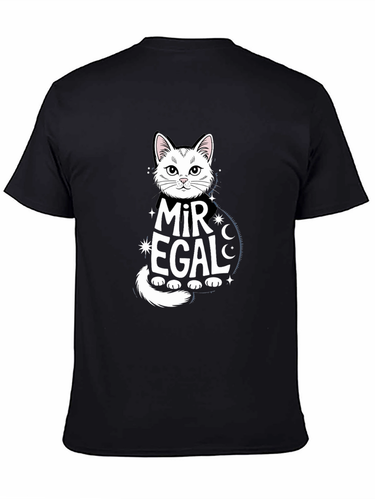 Mir Egal Cat Graphic Tee - Black Unisex T-Shirt