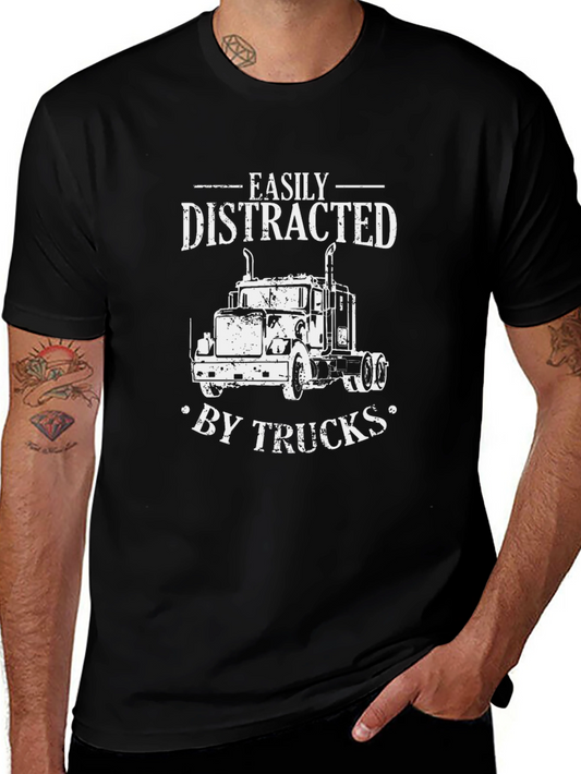 Easily Distracted by Trucks Black T-Shirt