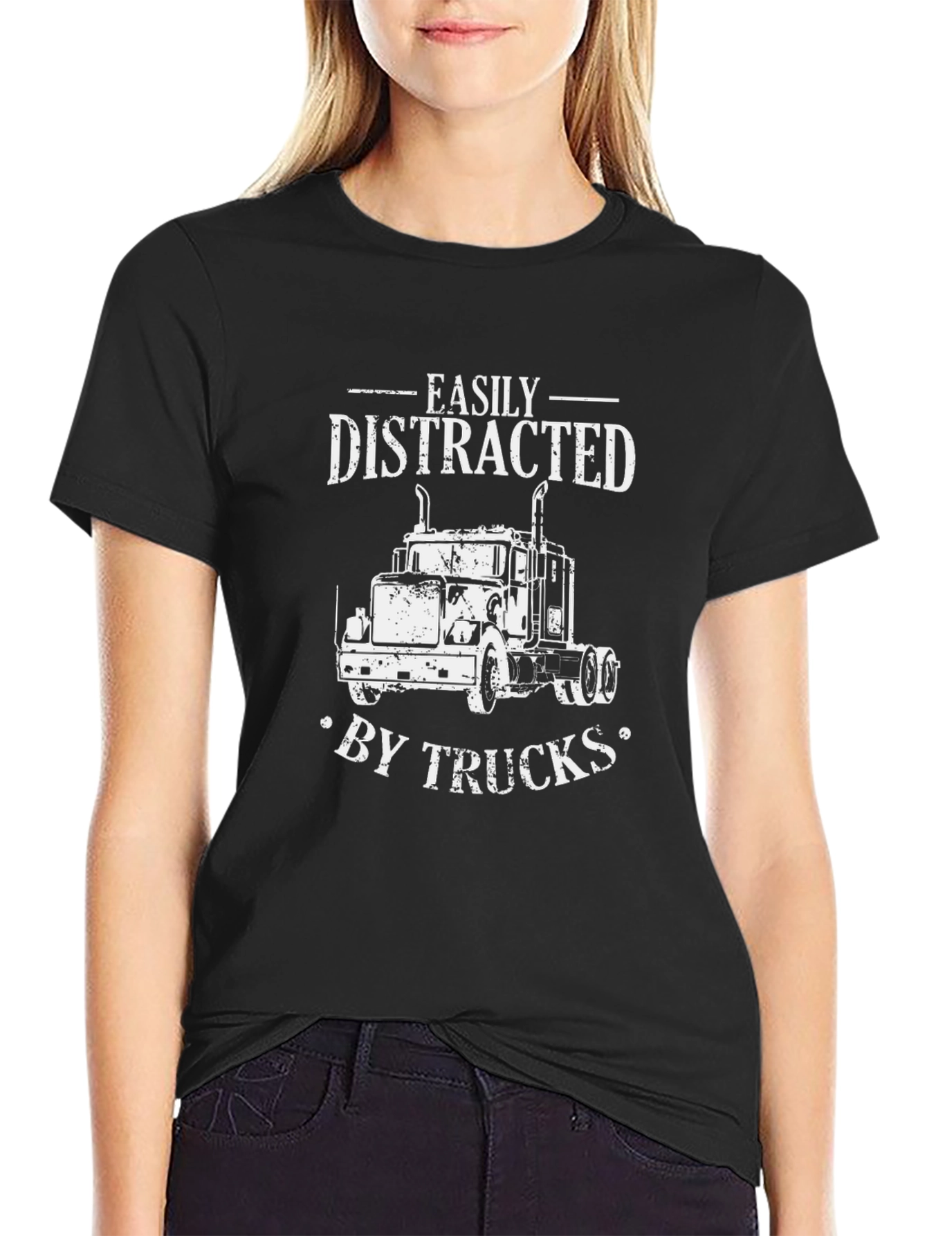 Easily Distracted by Trucks Black T-Shirt