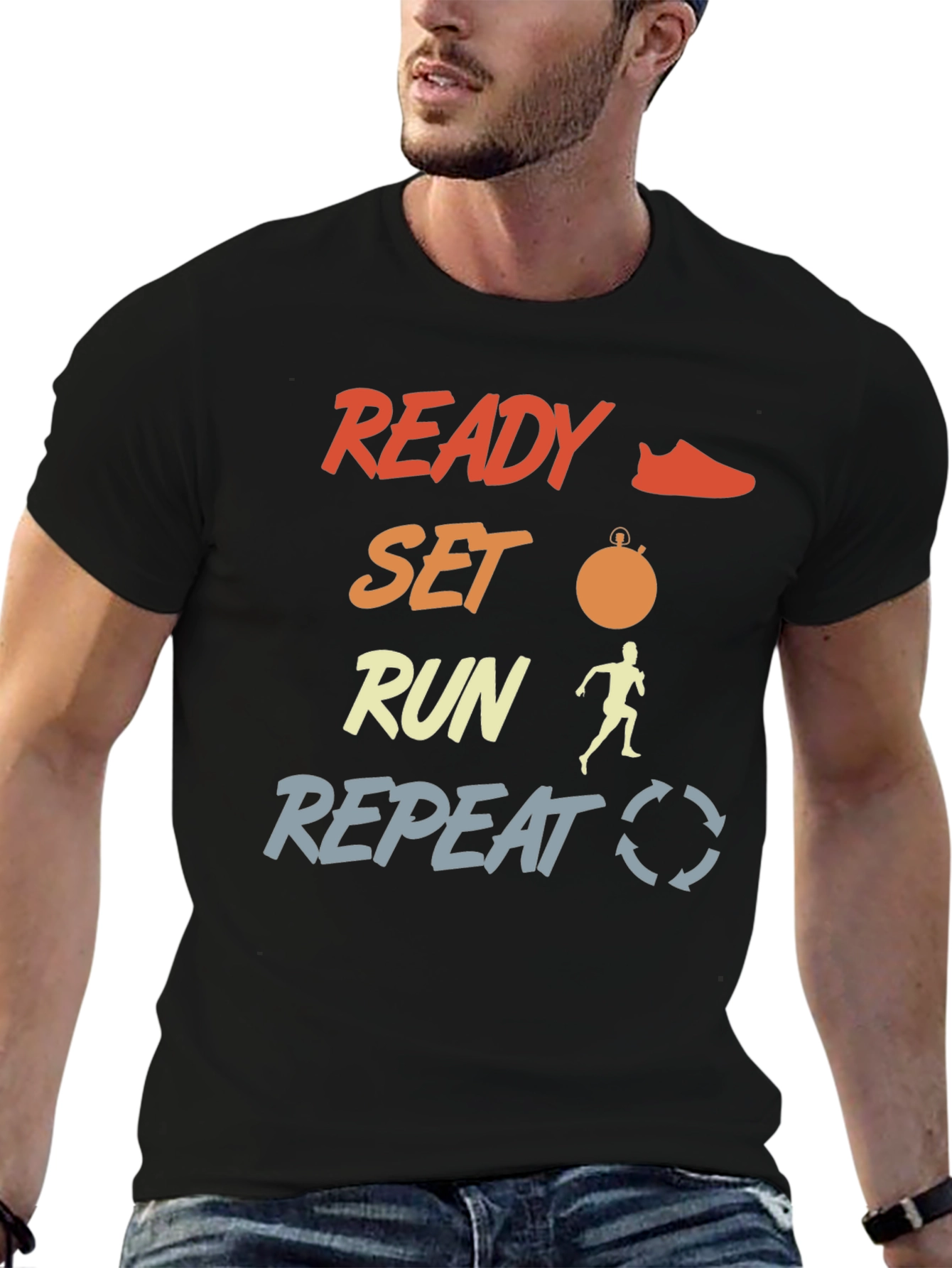 Ready Set Run Mens Graphic Tee