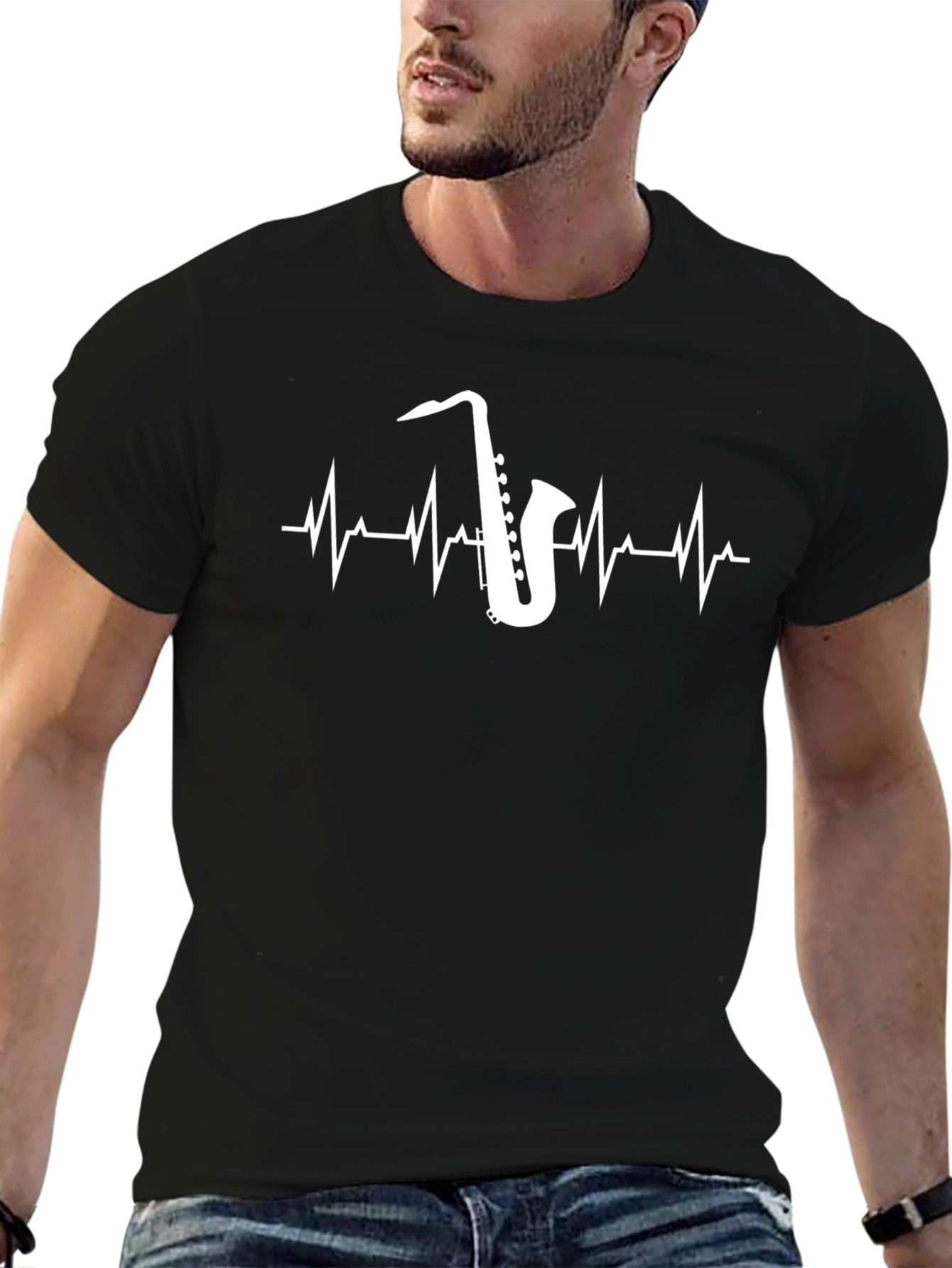 Saxophone Heartbeat T-Shirt - Musicians Tee