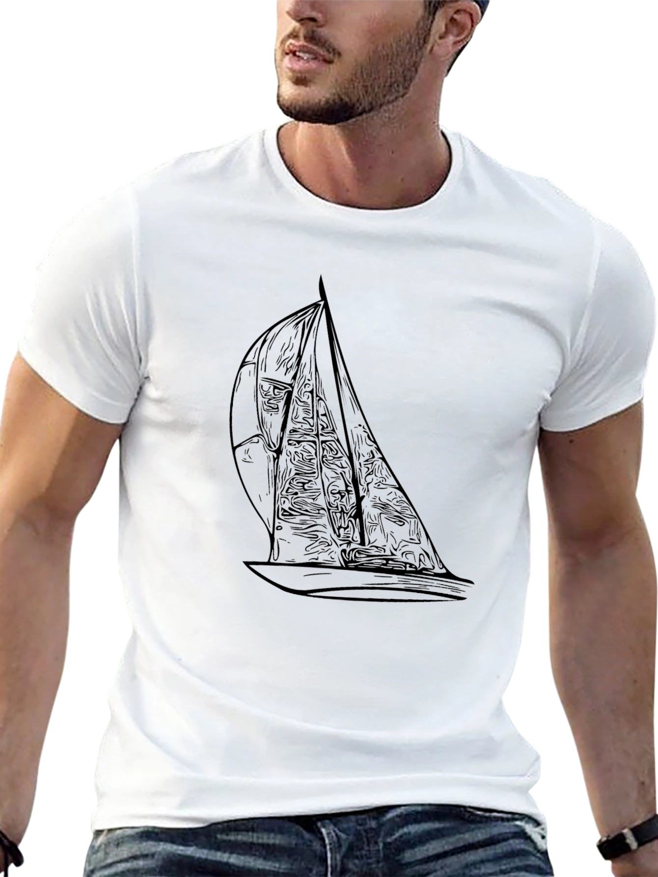 Sailing Graphic Tee - Black Cotton Comfort