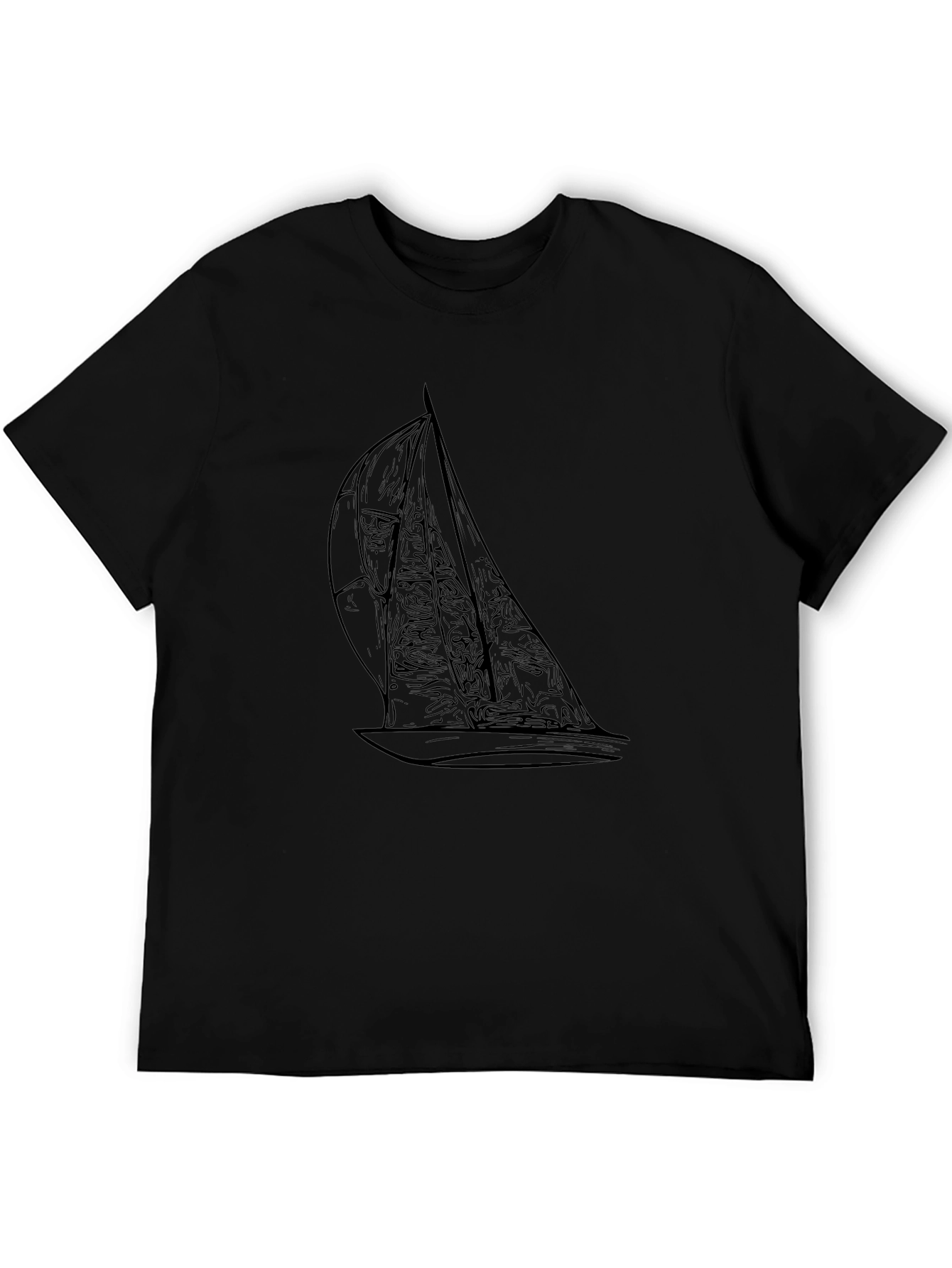 Sailing Graphic Tee - Black Cotton Comfort