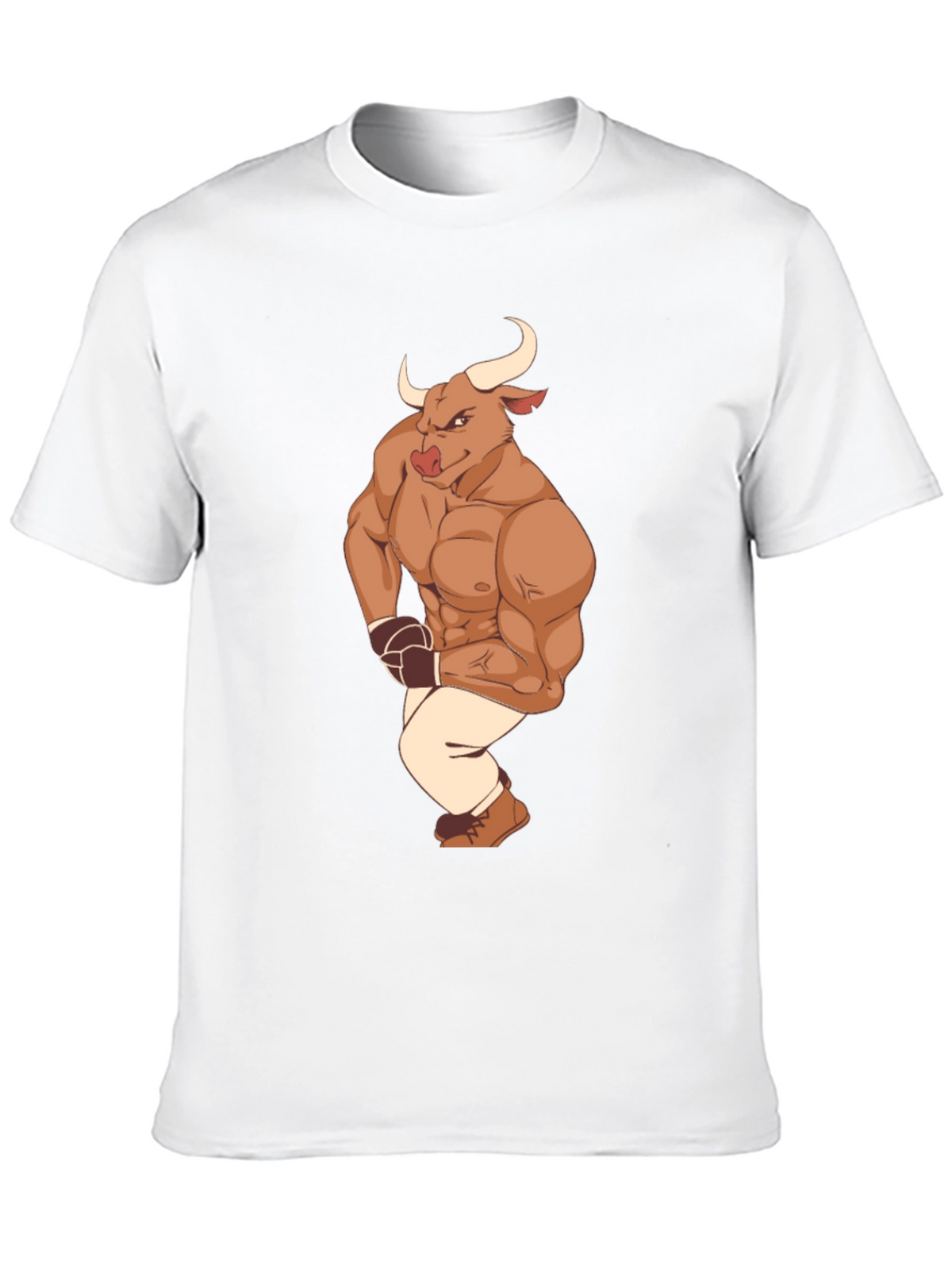 Cartoon Bull Boxer Graphic Tee - Black