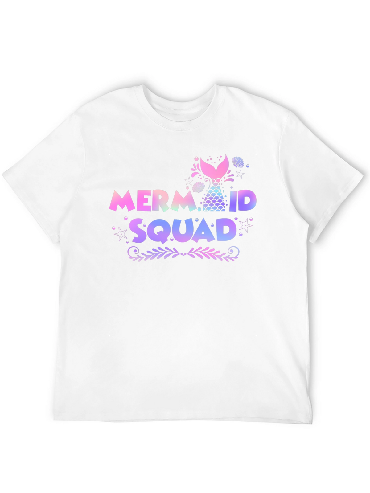 Mermaid Squad Tee - Black Cotton Crew Neck
