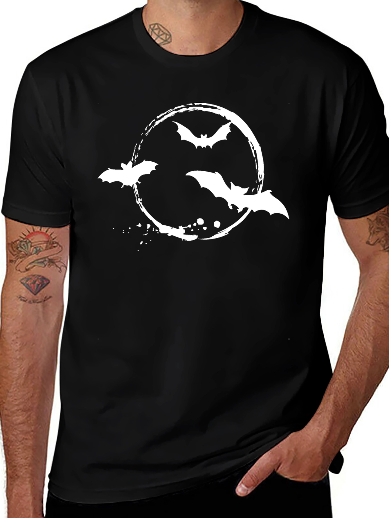 Bats in Circle Black T-Shirt