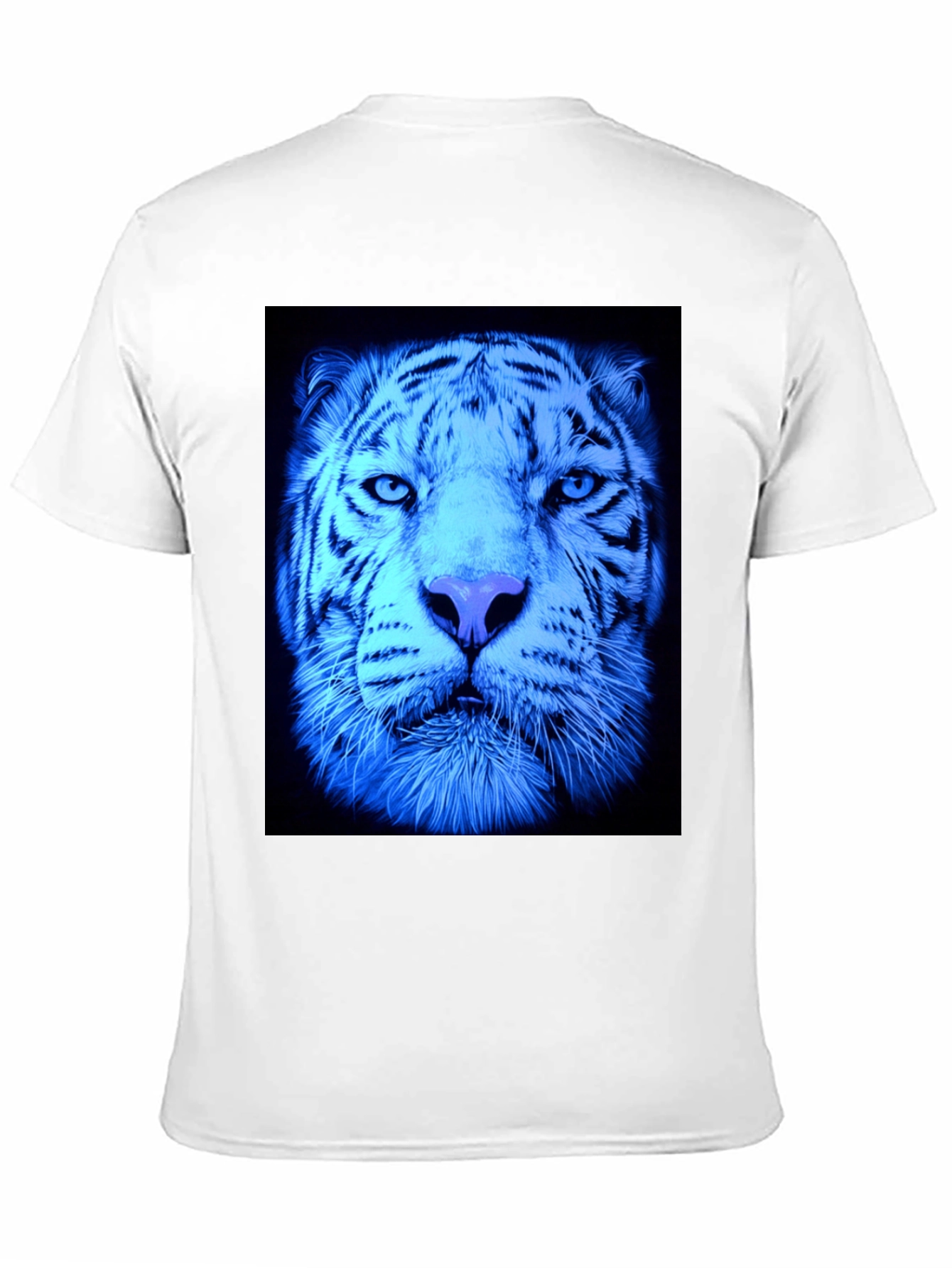 Cool Blue Tiger Graphic Black T-Shirt