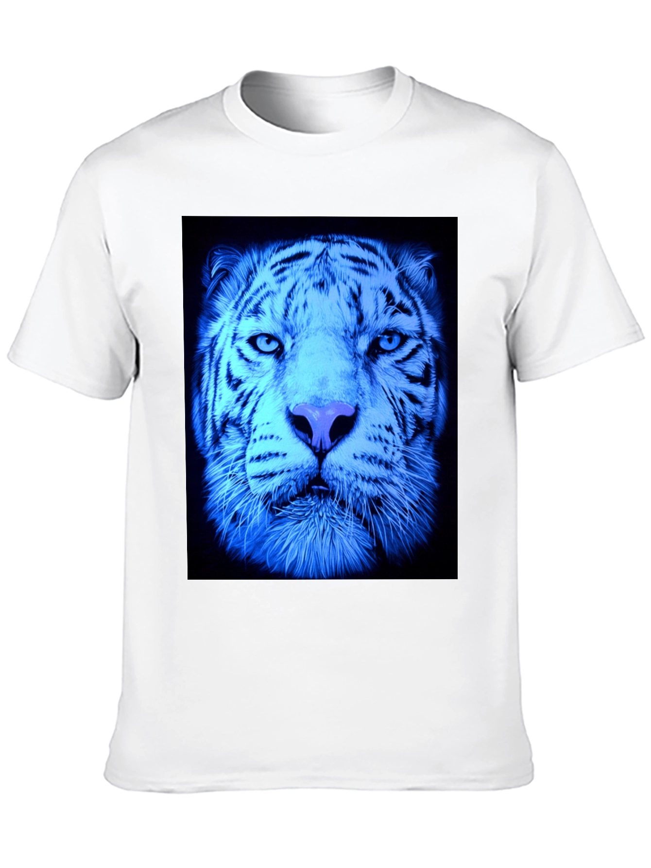 Cool Blue Tiger Graphic Black T-Shirt
