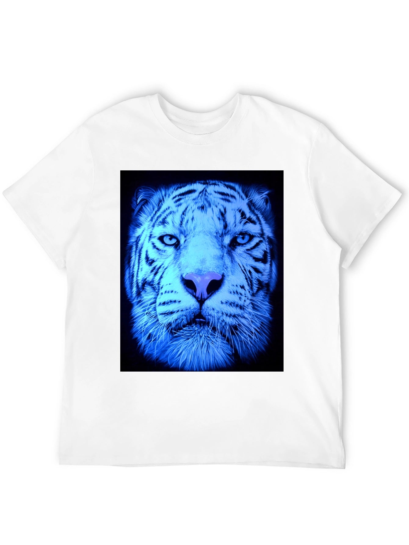 Cool Blue Tiger Graphic Black T-Shirt