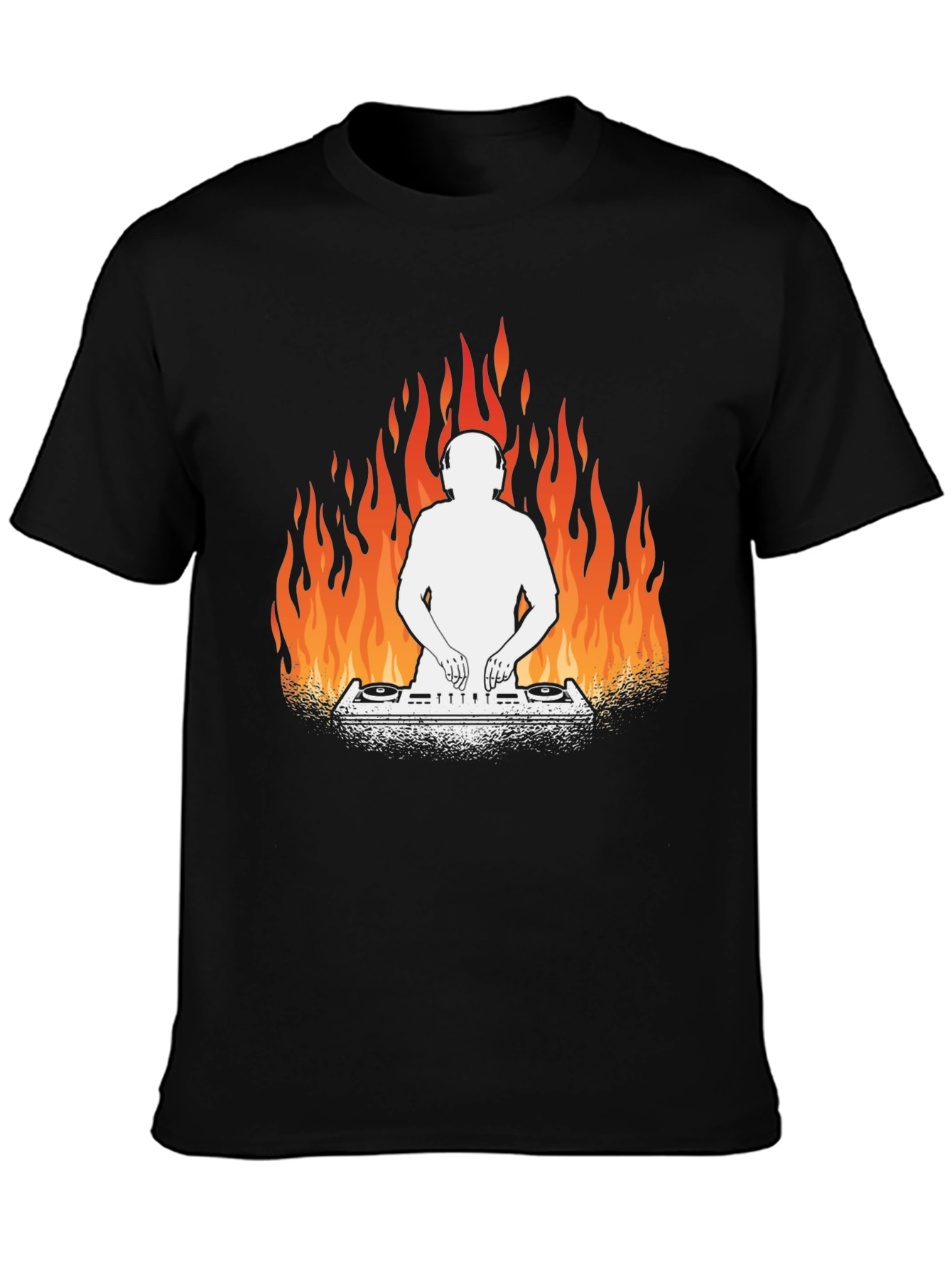 DJ on Fire Graphic Tee - Cool Black T-Shirt