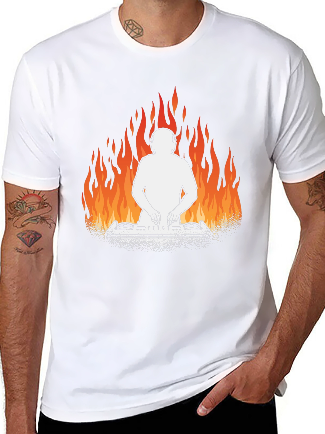 DJ on Fire Graphic Tee - Cool Black T-Shirt