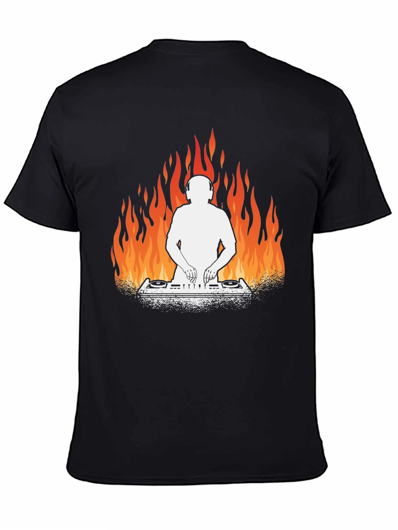 DJ on Fire Graphic Tee - Cool Black T-Shirt