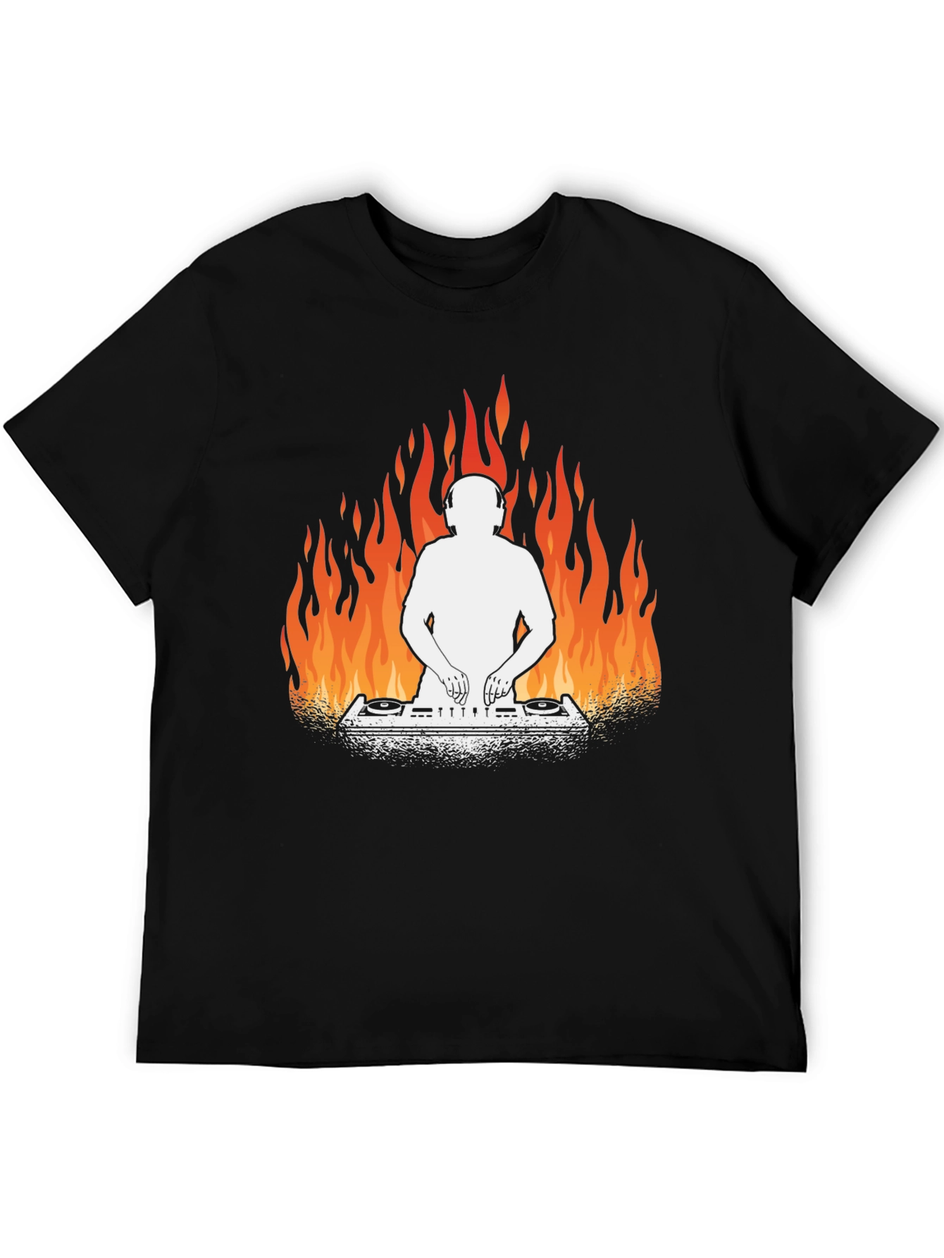 DJ on Fire Graphic Tee - Cool Black T-Shirt